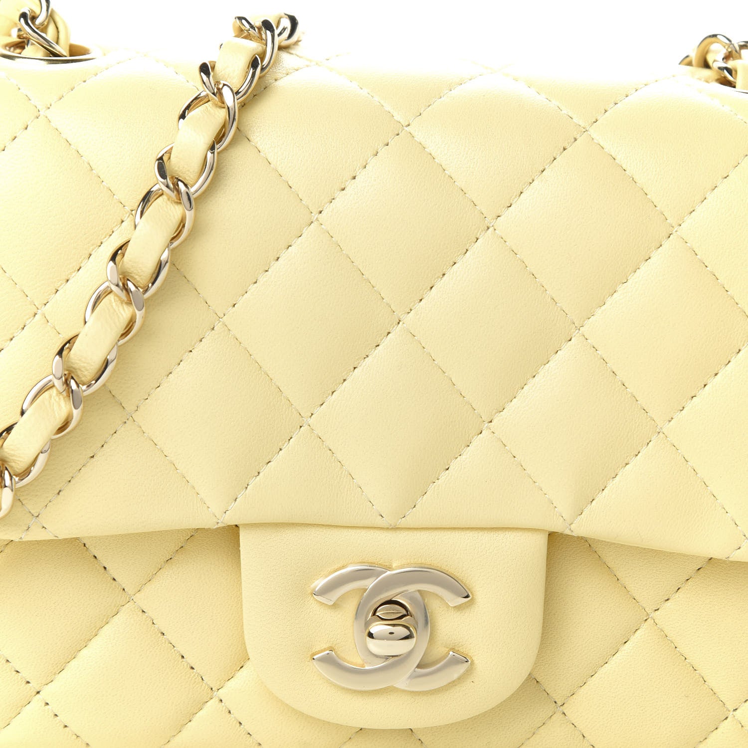 Chanel Lambskin Quilted Mini Square Flap Light Yellow 10 of 10