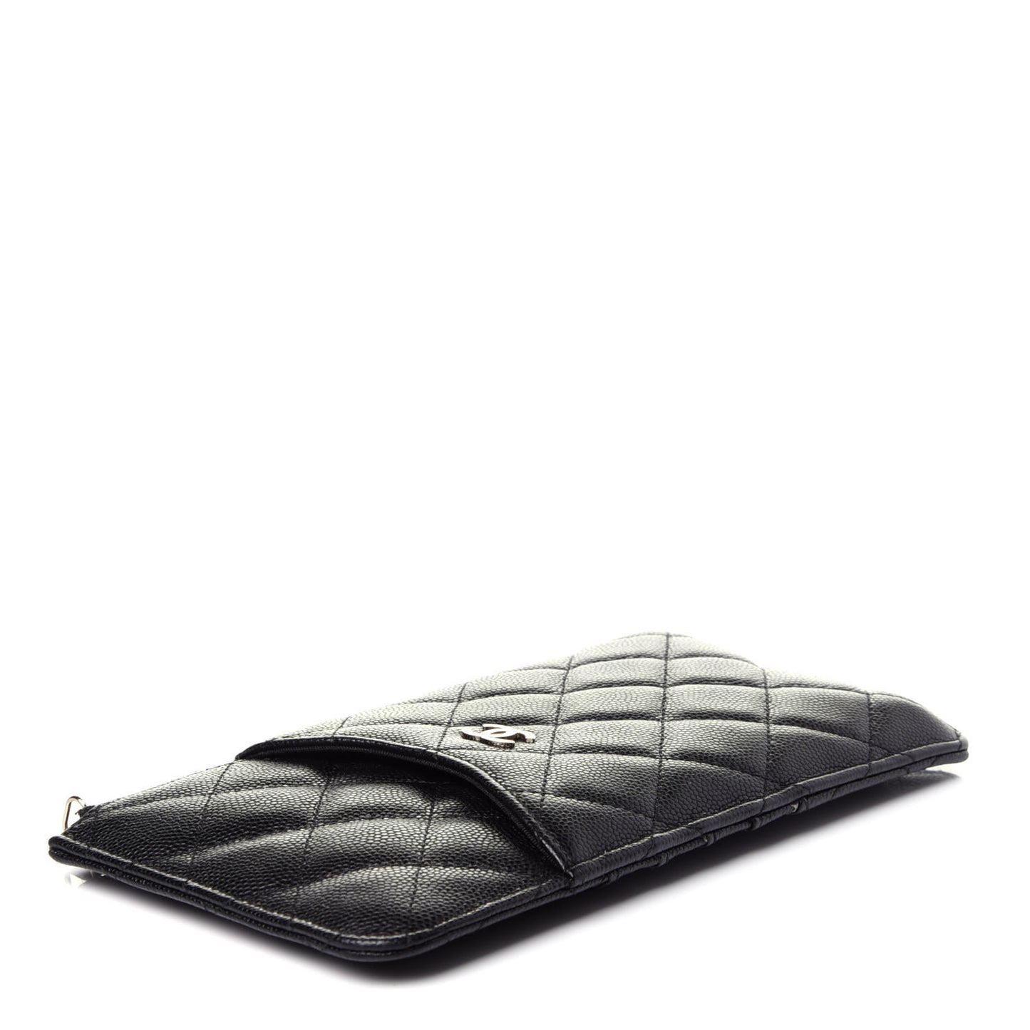 Caviar Quilted Classic Flat Wallet Pouch Black