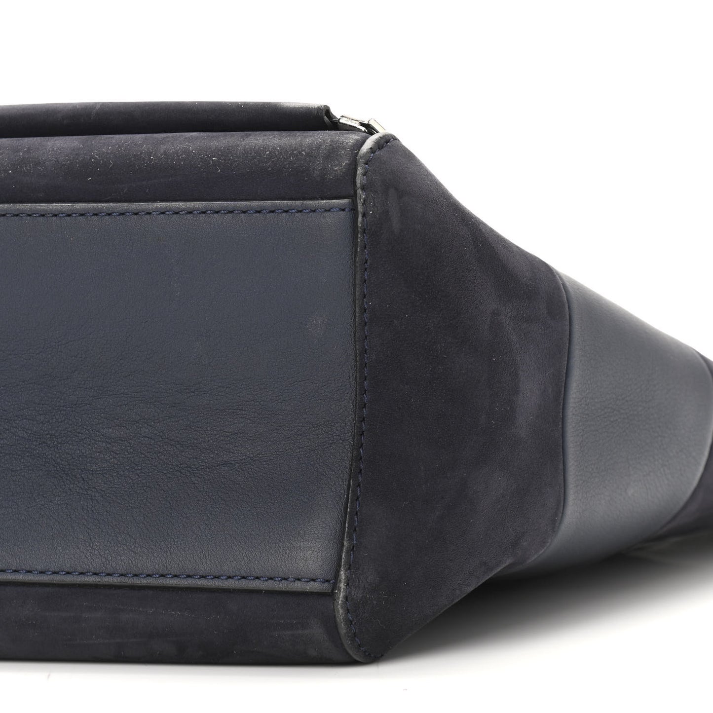 Silky Calf Nubuck Stripe Small Willow Tote Midnight Blue