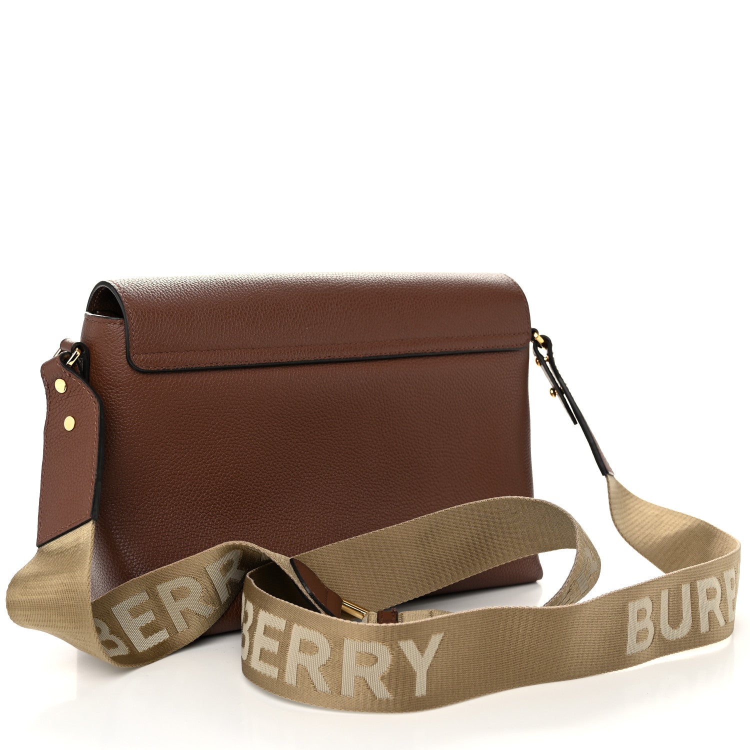 Burberry Calfskin Vintage Check Note Crossbody Bag Tan 3 of 10
