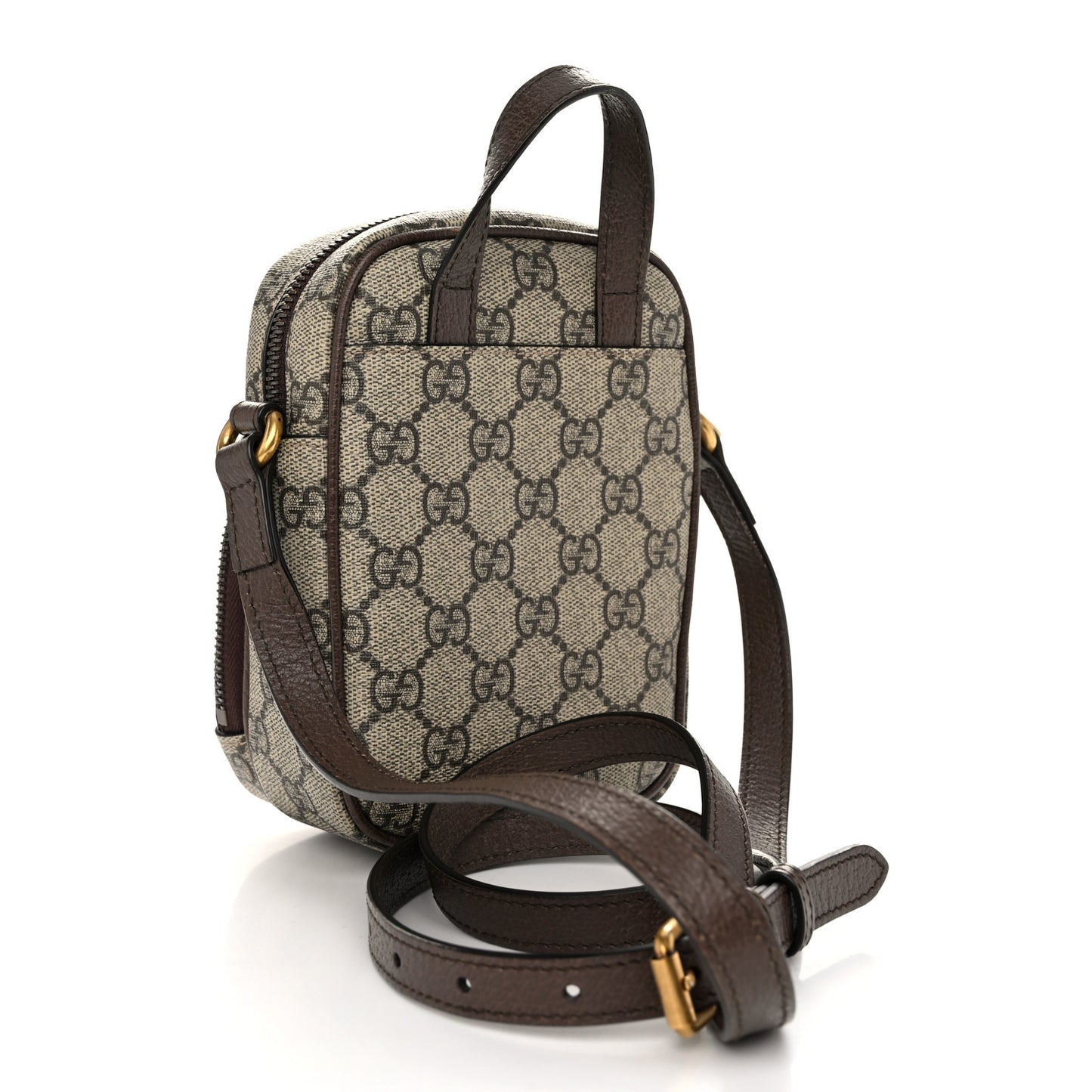 GG Supreme Monogram Web Mini Ophidia Double Zip Messenger Bag Beige New Acero