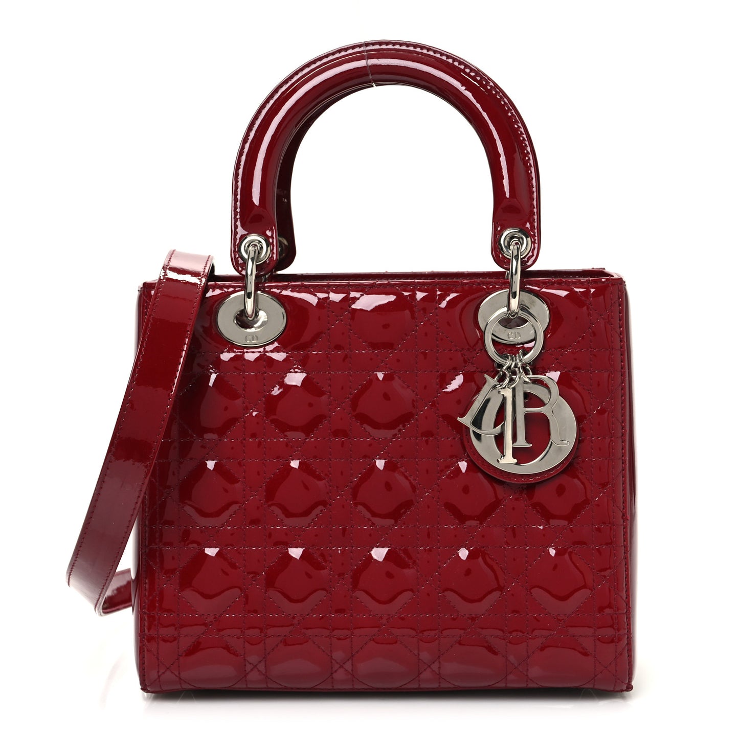 Patent Cannage Medium Lady Dior Red