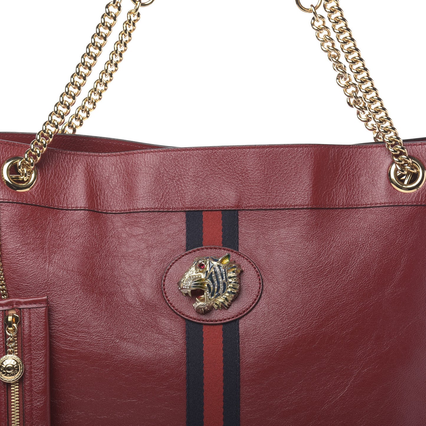 Calfskin Large Rajah Chain Tote Romantic Cherry