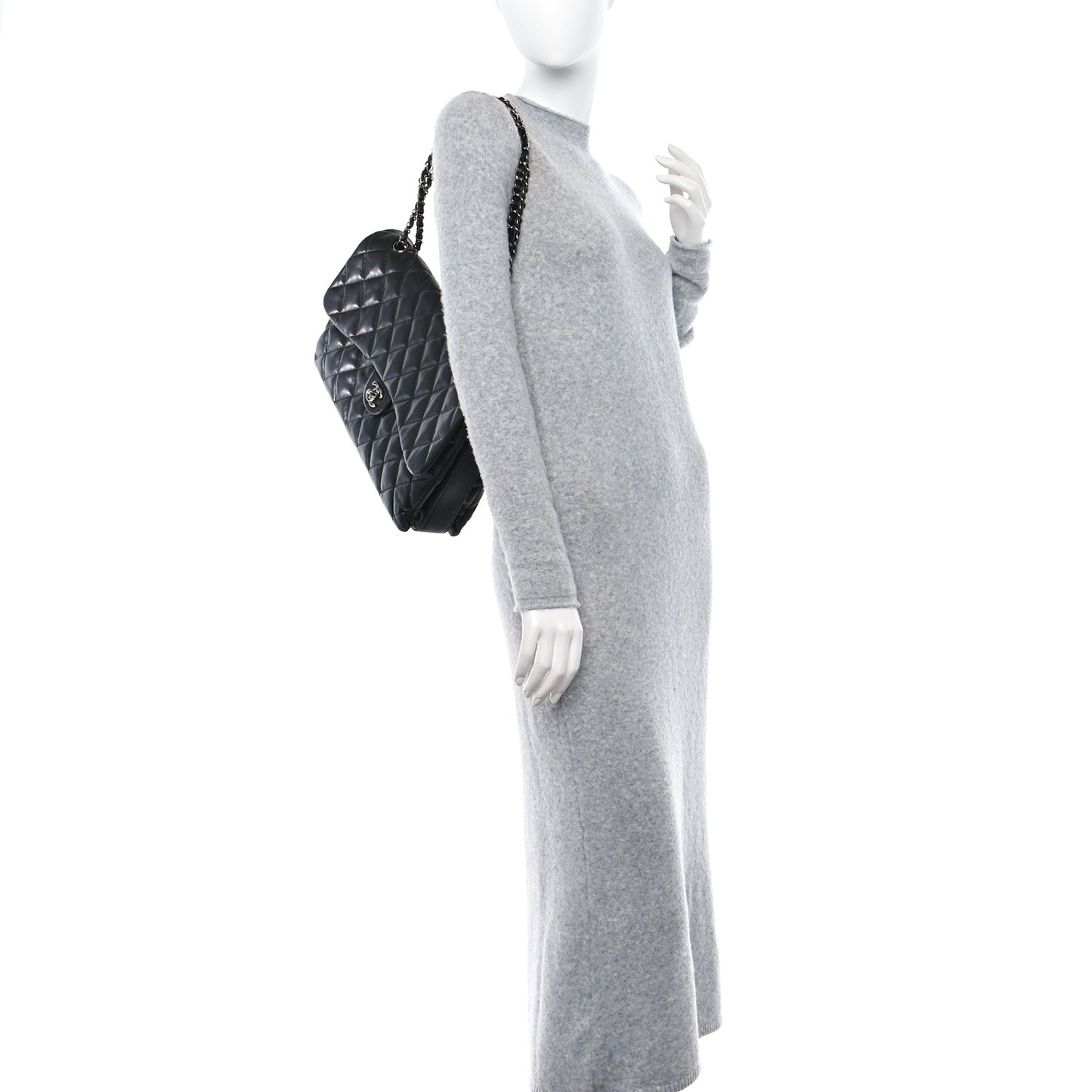 Lambskin Quilted Maxi 3 Flap Black
