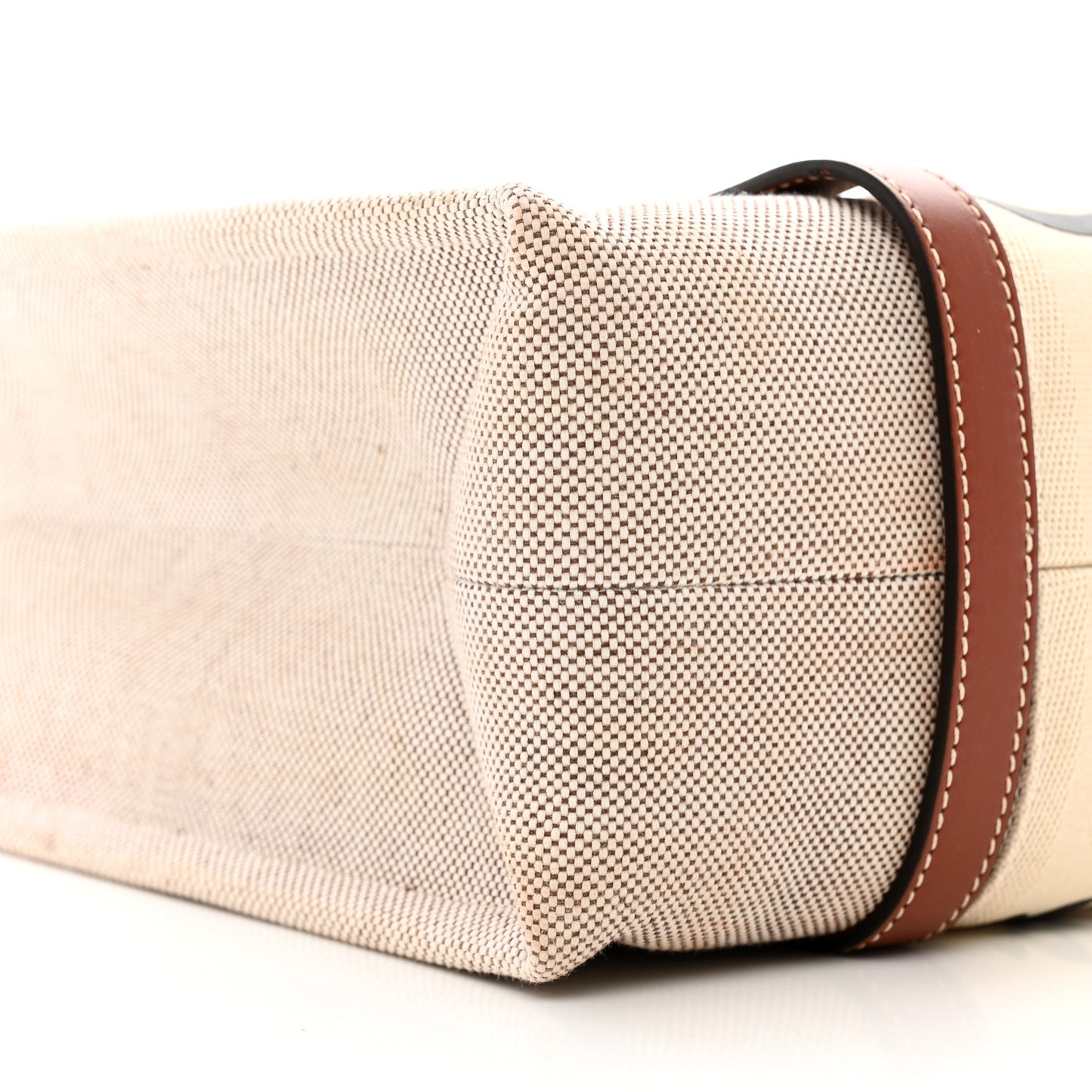 Cotton Calfskin Medium Woody Ribbon Tote White Brown