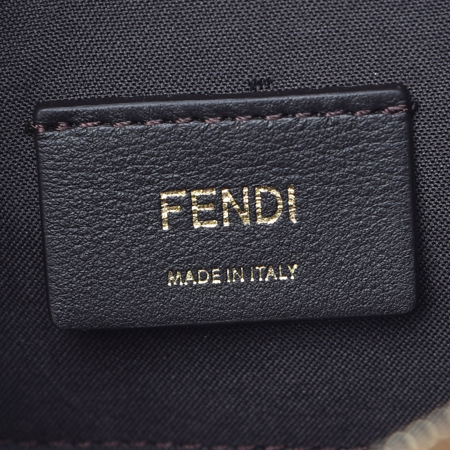 Glazed Fabric Vitello Century F is Fendi FF 1974 Stamp Patch Camera Case Mogano Panna Caramello