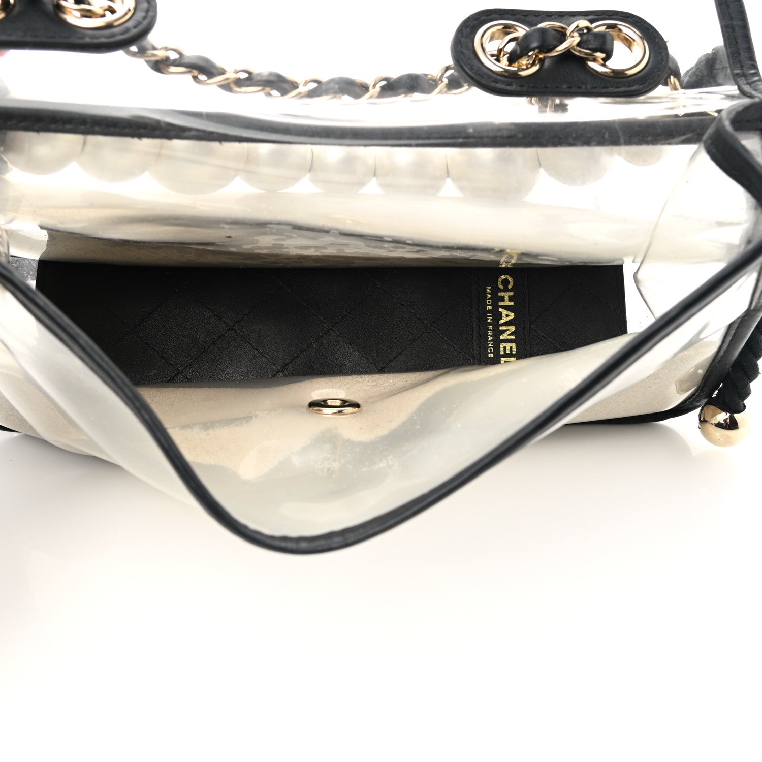 Chanel Lambskin PVC Sand By The Sea Flap With Pearl Strap Black 5 of 12