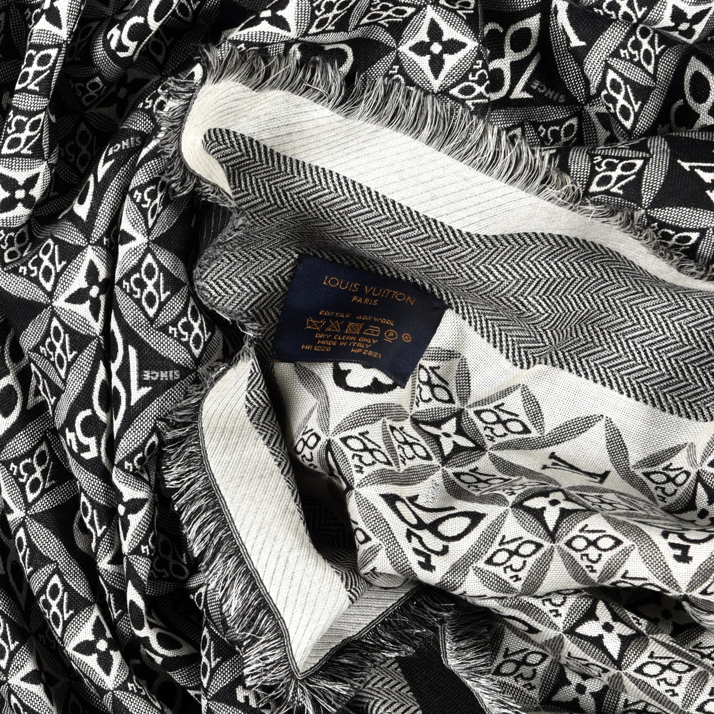 Silk Wool Jacquard Since 1854 Monogram Shawl Gray