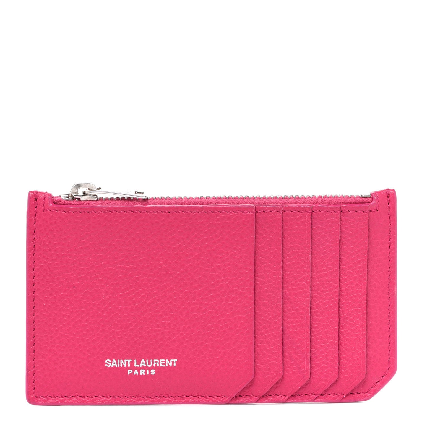 Grained Calfskin 5 Fragments Zip Pouch Card Holder Bubblegum