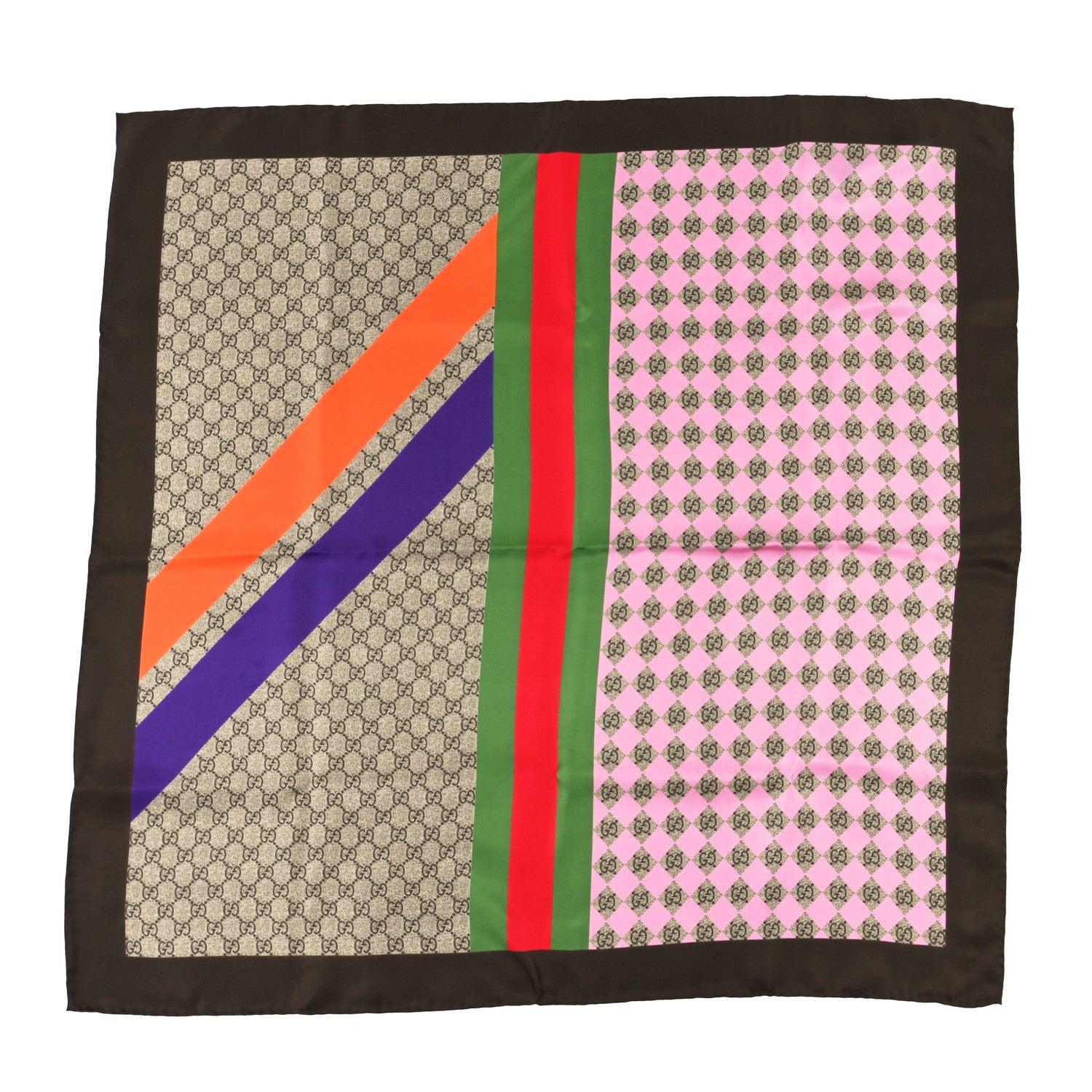 Gucci Silk Geometric GG Monogram Square Scarf Beige Multicolor 1 of 3