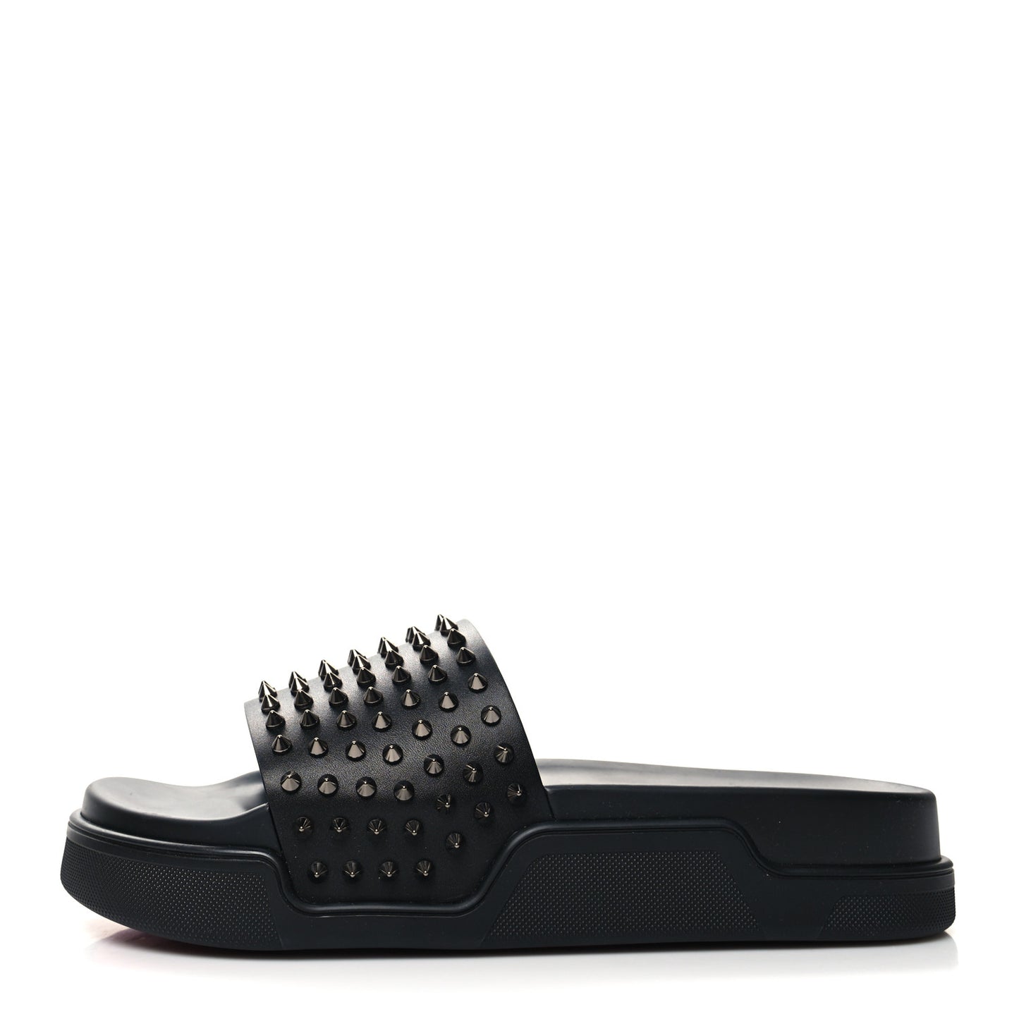 Calfskin Studded Mens Pool Fun Platform Flat Slide Sandals 45 Black