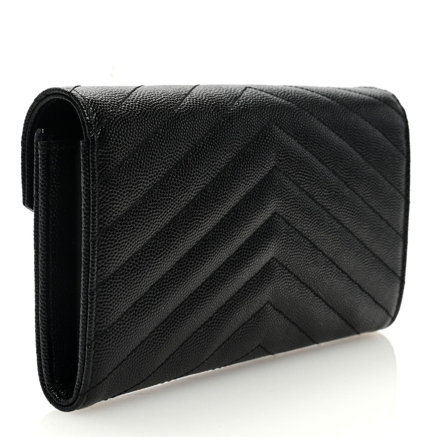 Grain De Poudre Matelasse Chevron Monogram Flap Wallet Black