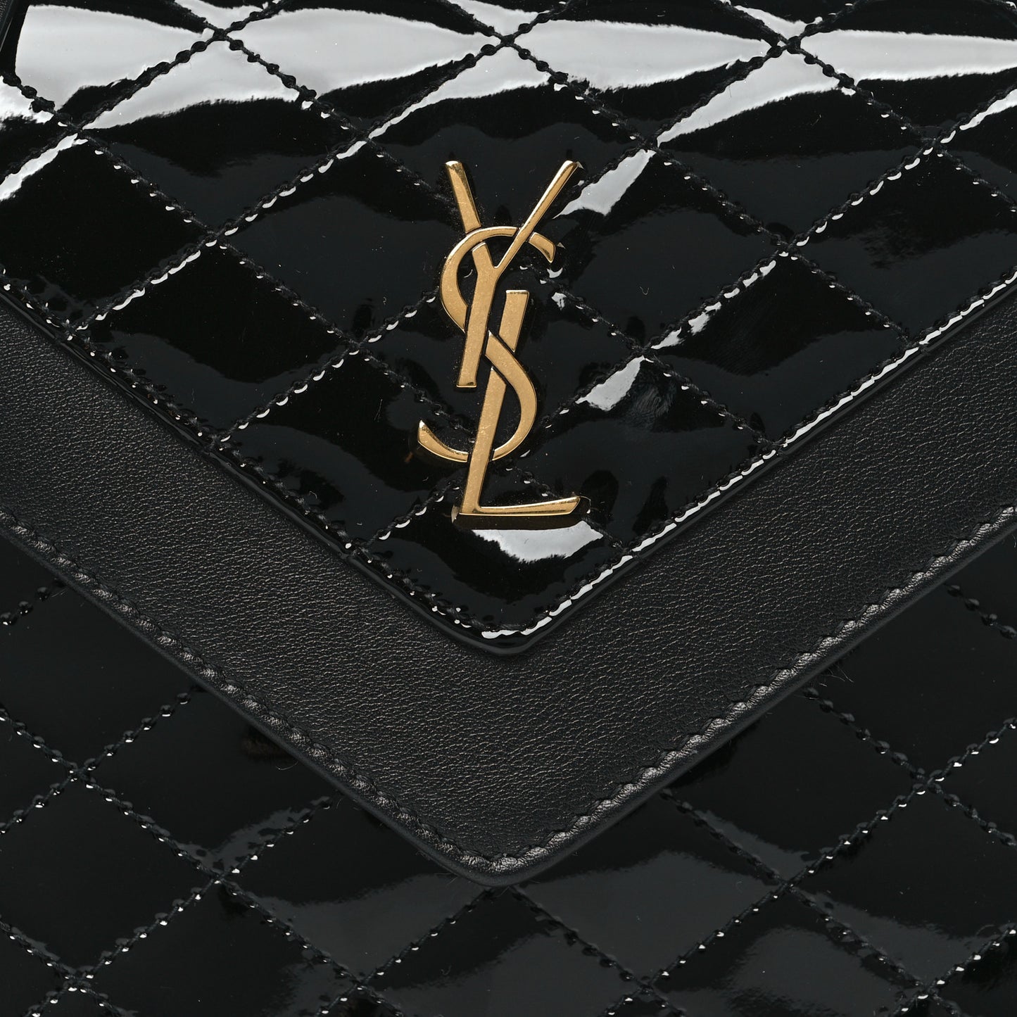 Lambskin Patent Quilted Mini Gaby Satchel Black