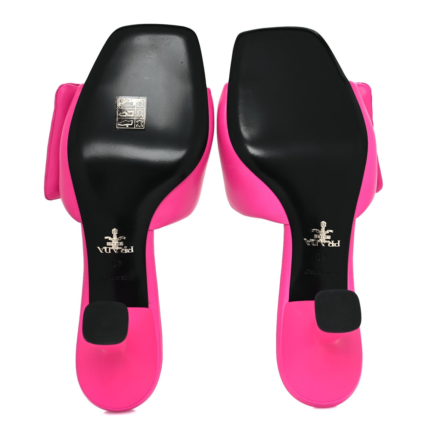 Nappa Soft Padded Metal Triangle Logo 65mm Slide Sandals 40 Begonia Fluo