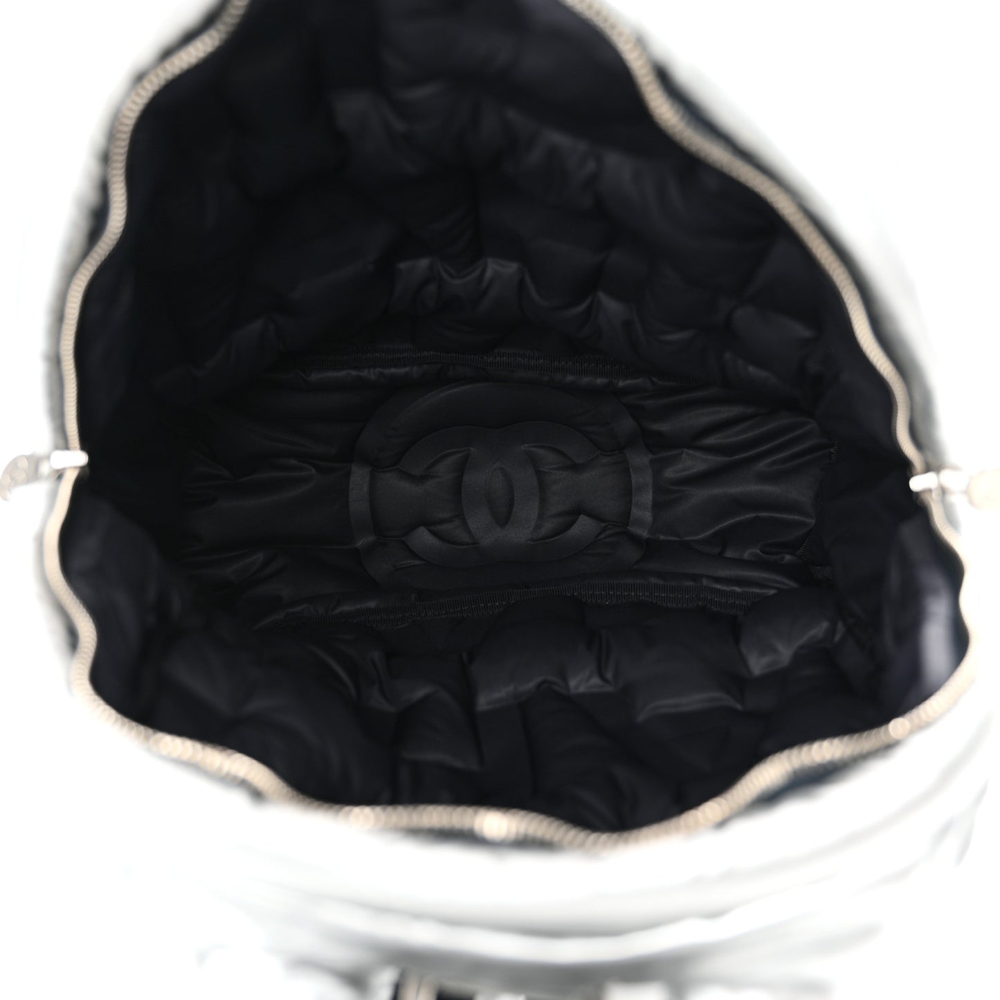 Nylon Embossed Doudoune Backpack Silver