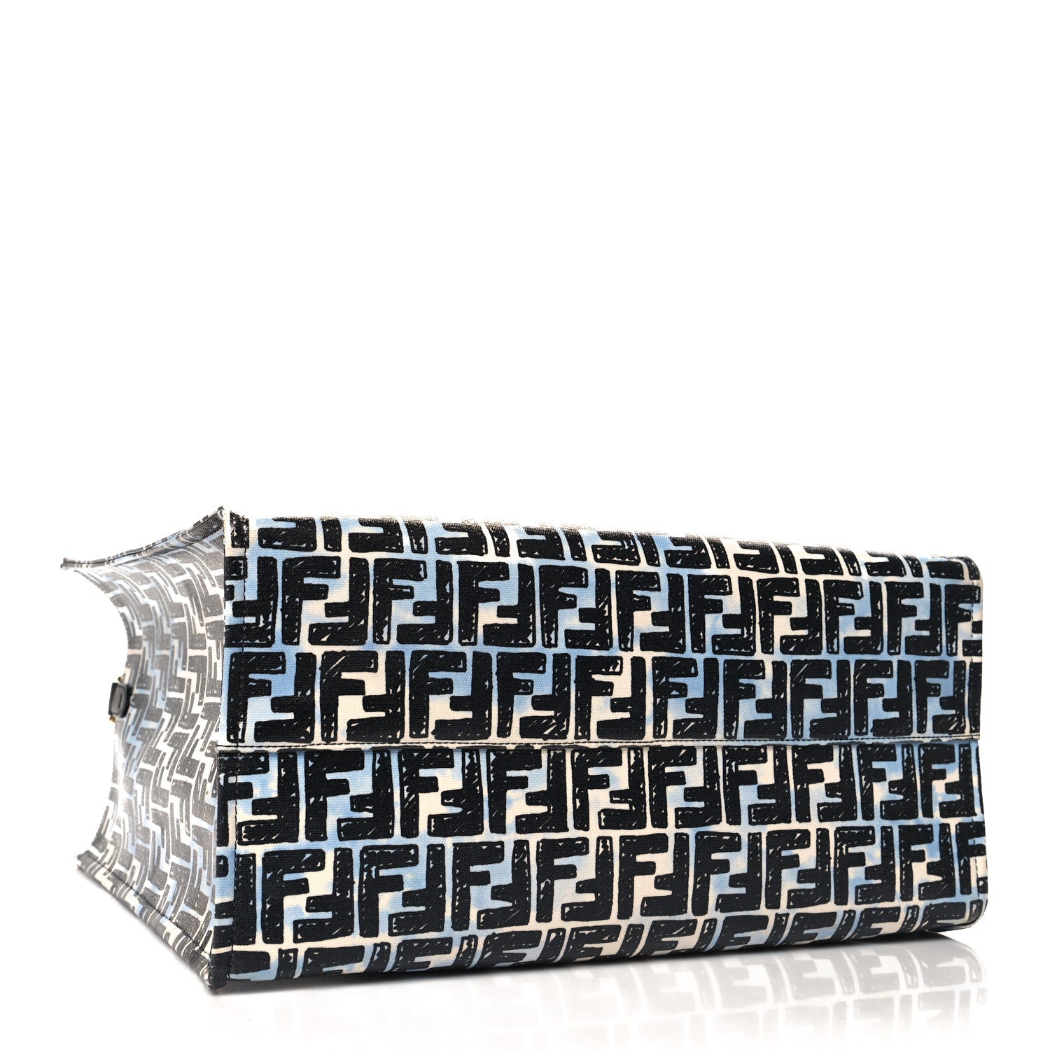 Fendi X JOSHUA VIDES Coated Canvas FF Cloudy Shopping Tote White Celeste Black 4 of 12