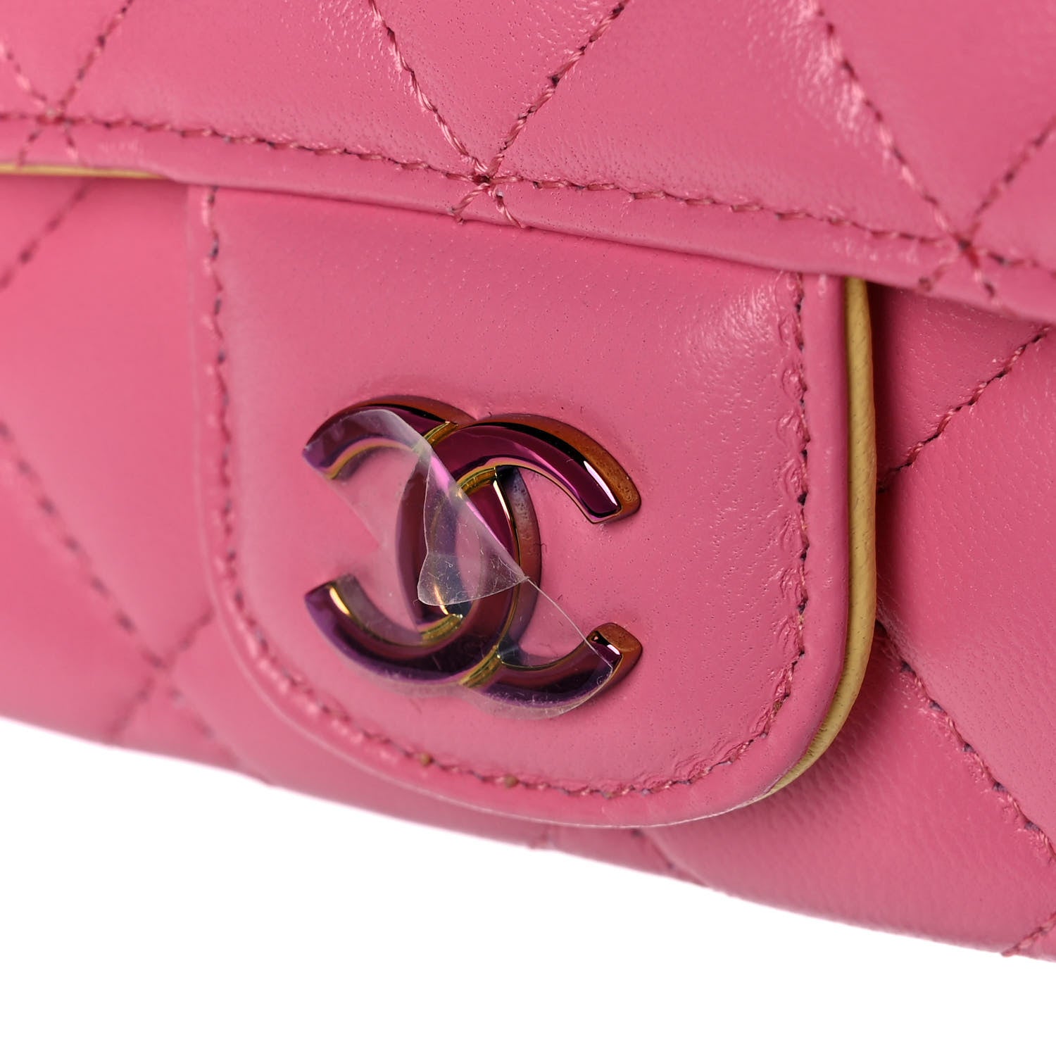 Chanel Lambskin Quilted Glasses Case With Chain Pink Yellow 11 of 12