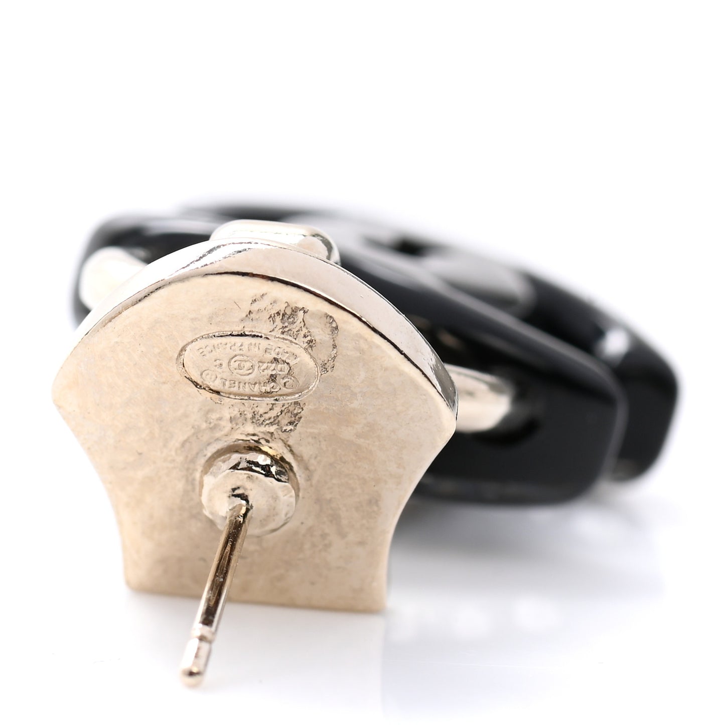 Resin Crystal Pearl CC Drop Earrings Black