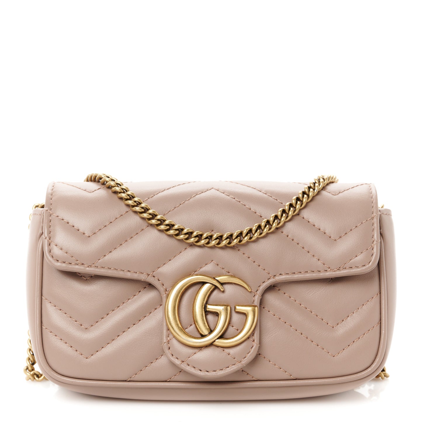 Calfskin Matelasse Super Mini GG Marmont Shoulder Bag Porcelain Rose