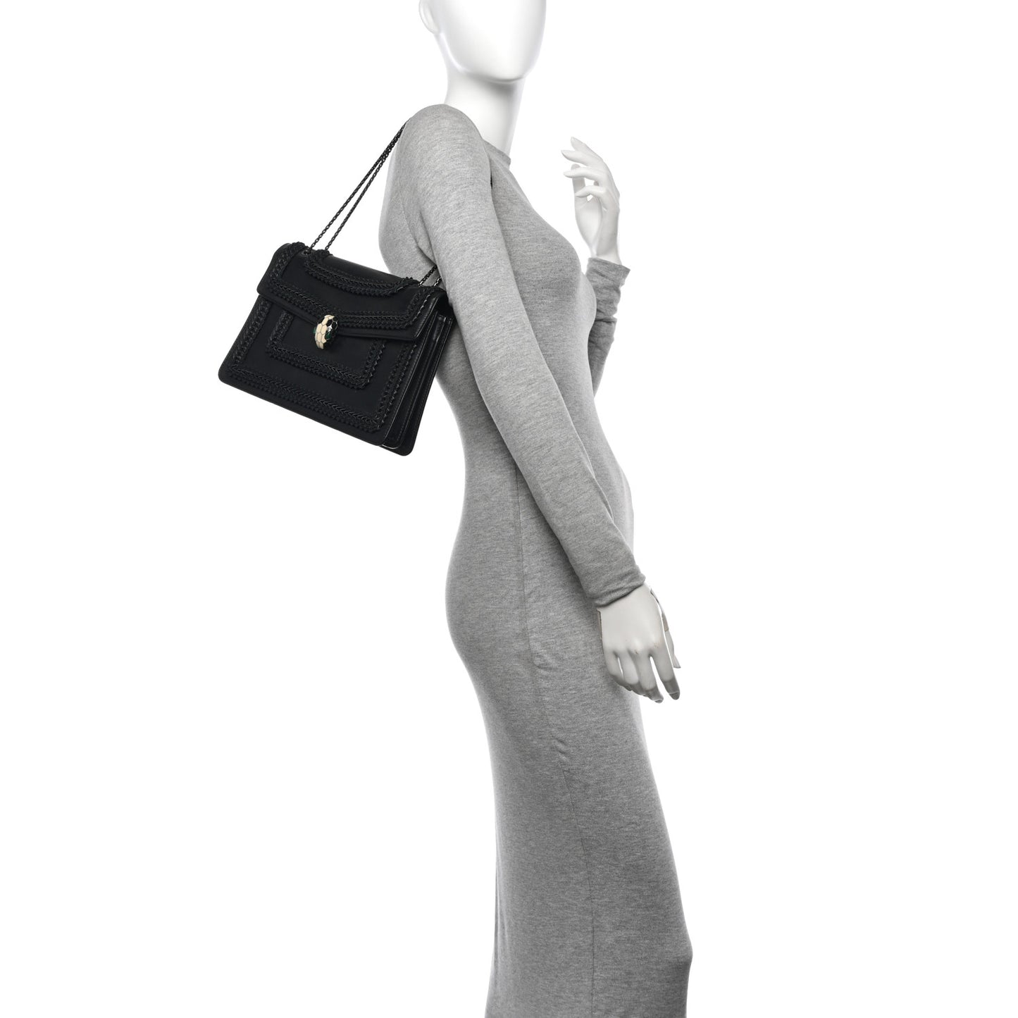 Calfskin Plisse Serpenti Forever Crossbody Bag Black
