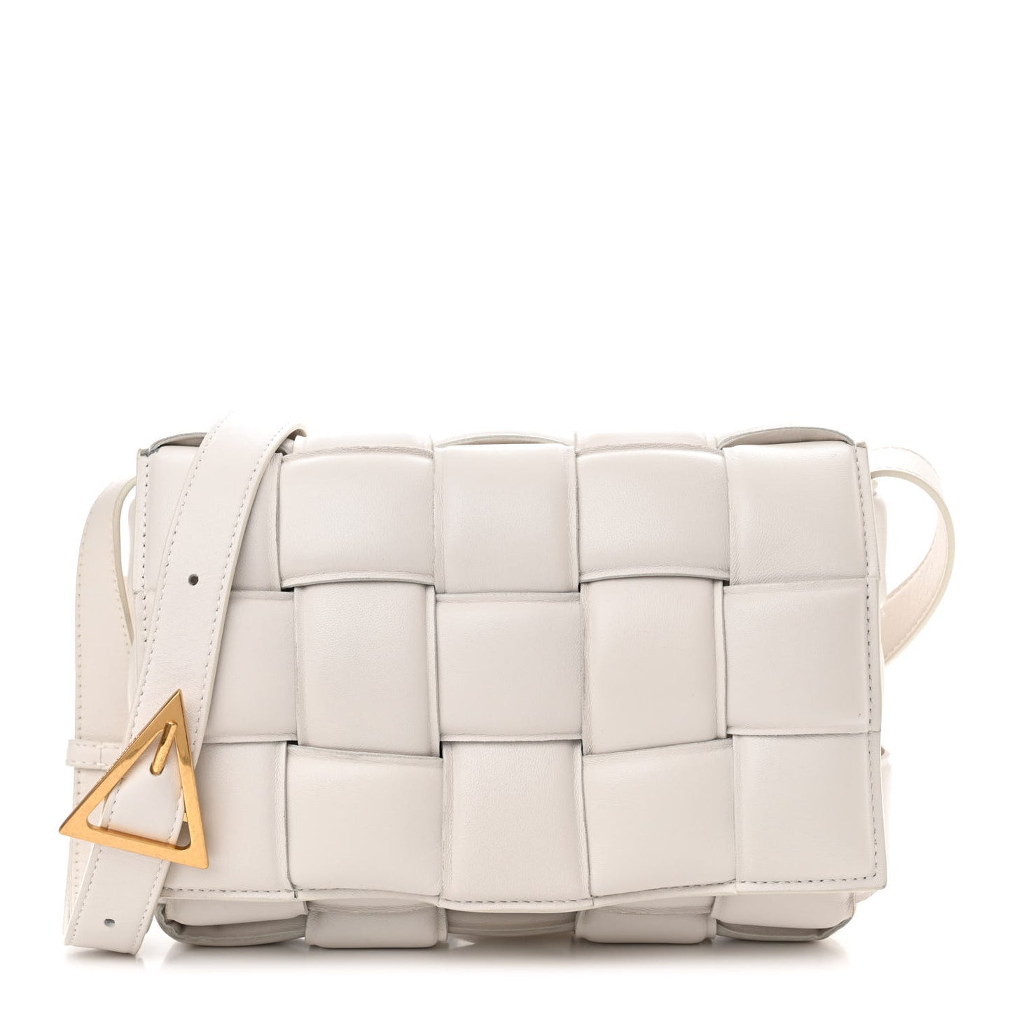 Nappa Maxi Intreccio Padded Cassette Crossbody Bag Chalk