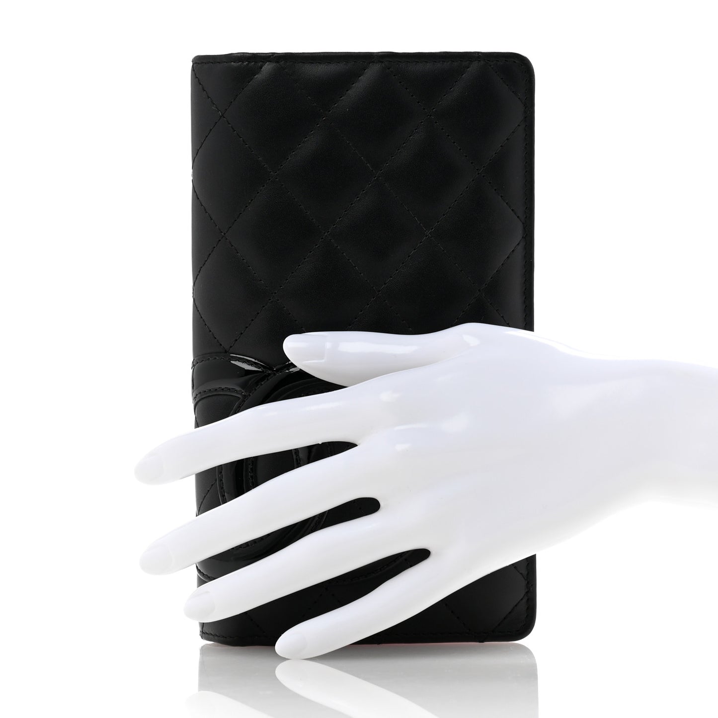 Calfskin Quilted Cambon Yen Wallet Black