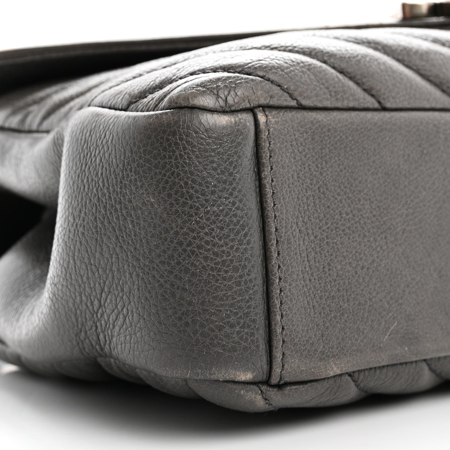 Sheepskin Matelasse Chevron Monogram Medium College Bag Grey