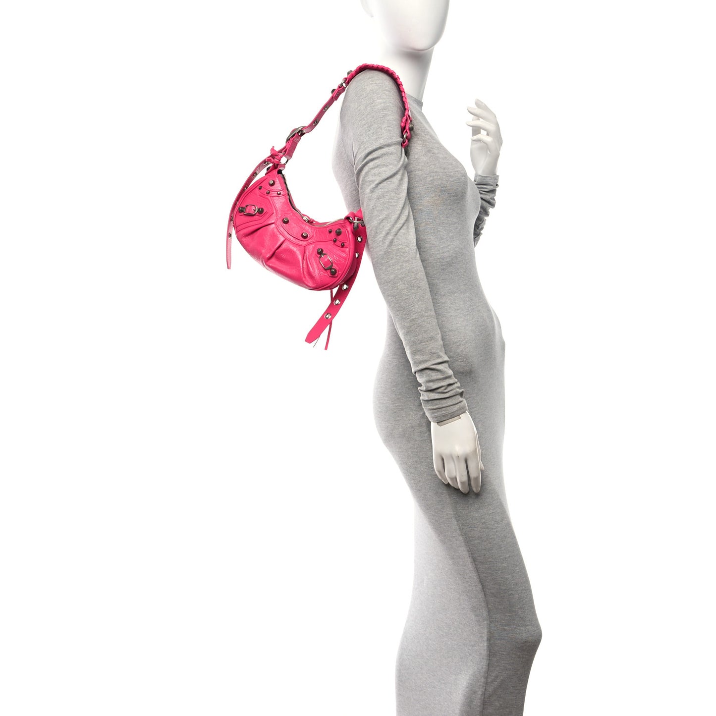 Agneau Arena Le Cagole Shoulder Bag XS Fluo Pink