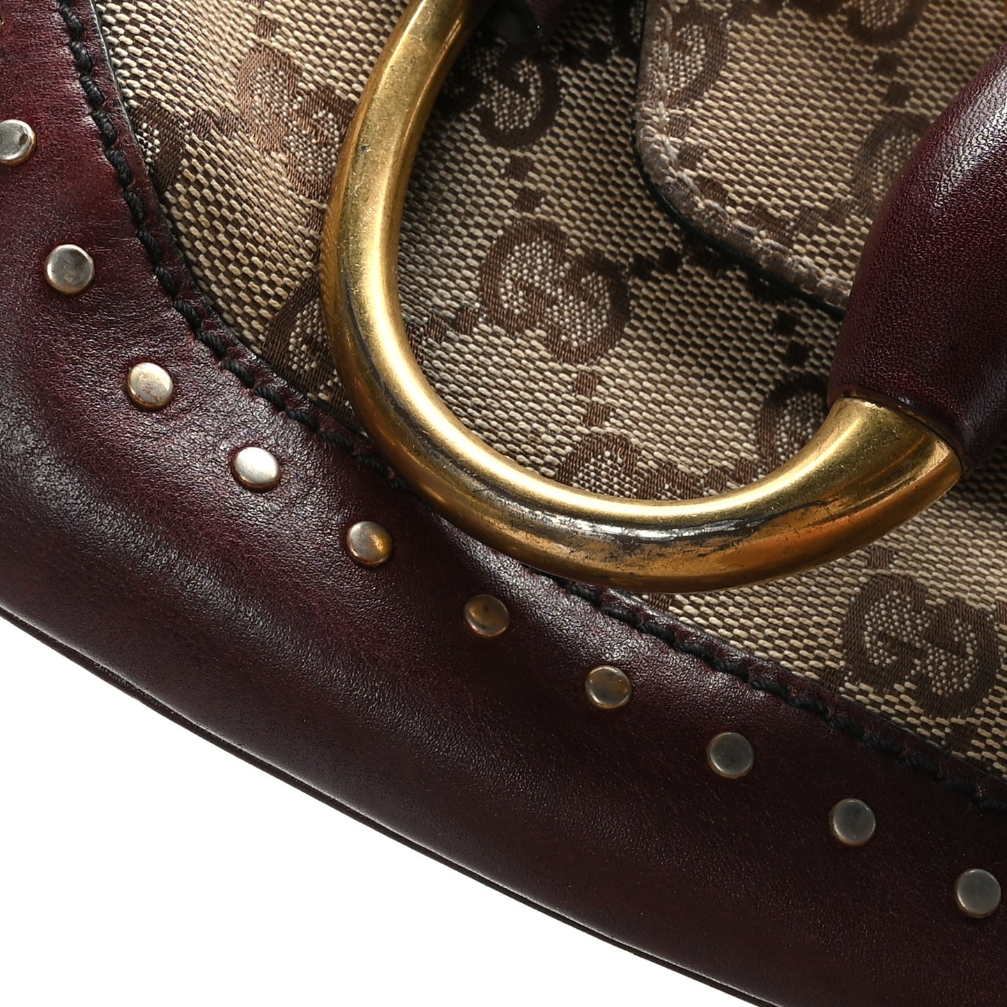Monogram Studded Horsebit Clutch Bordeaux