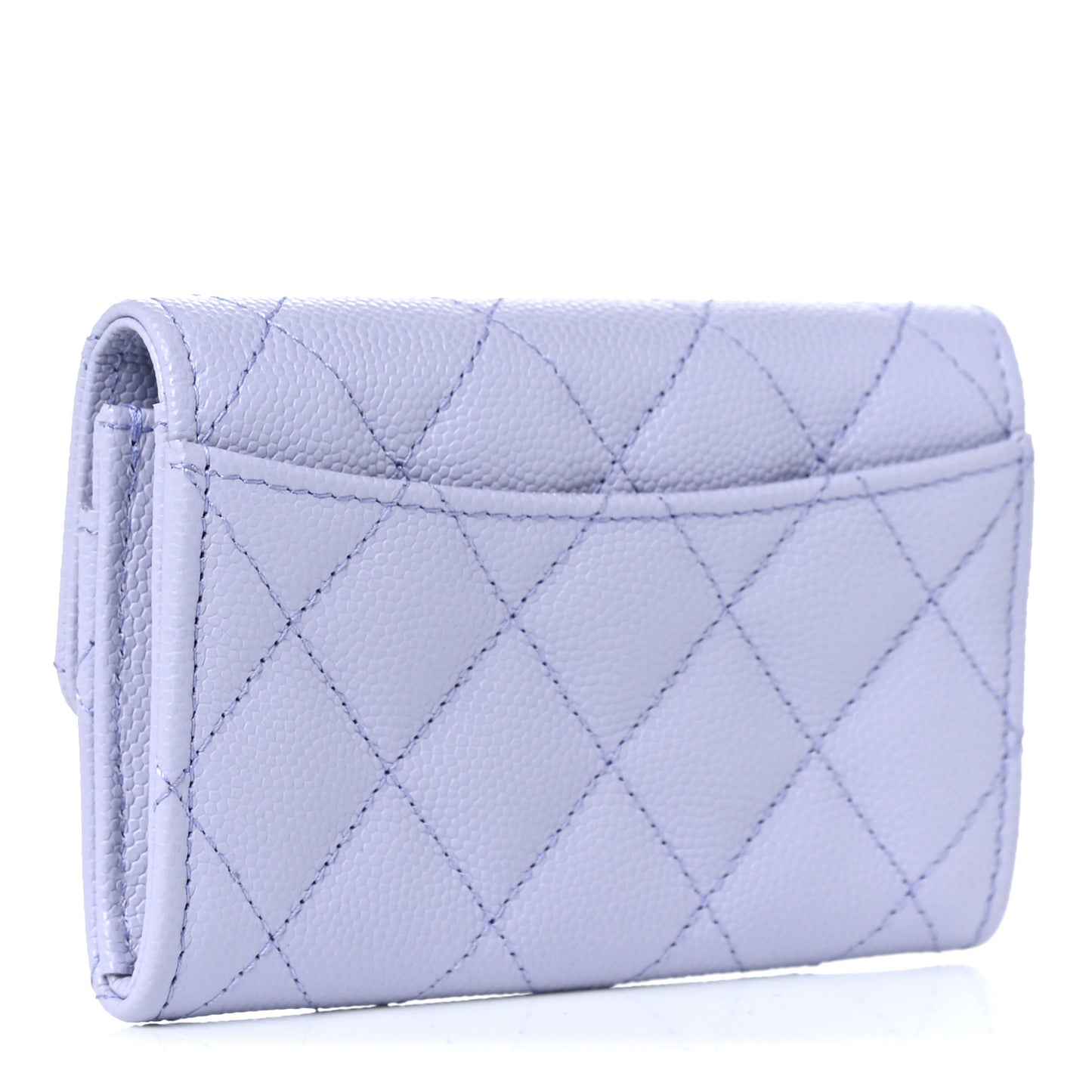 Caviar Quilted Flap Card Holder Wallet Light Purple