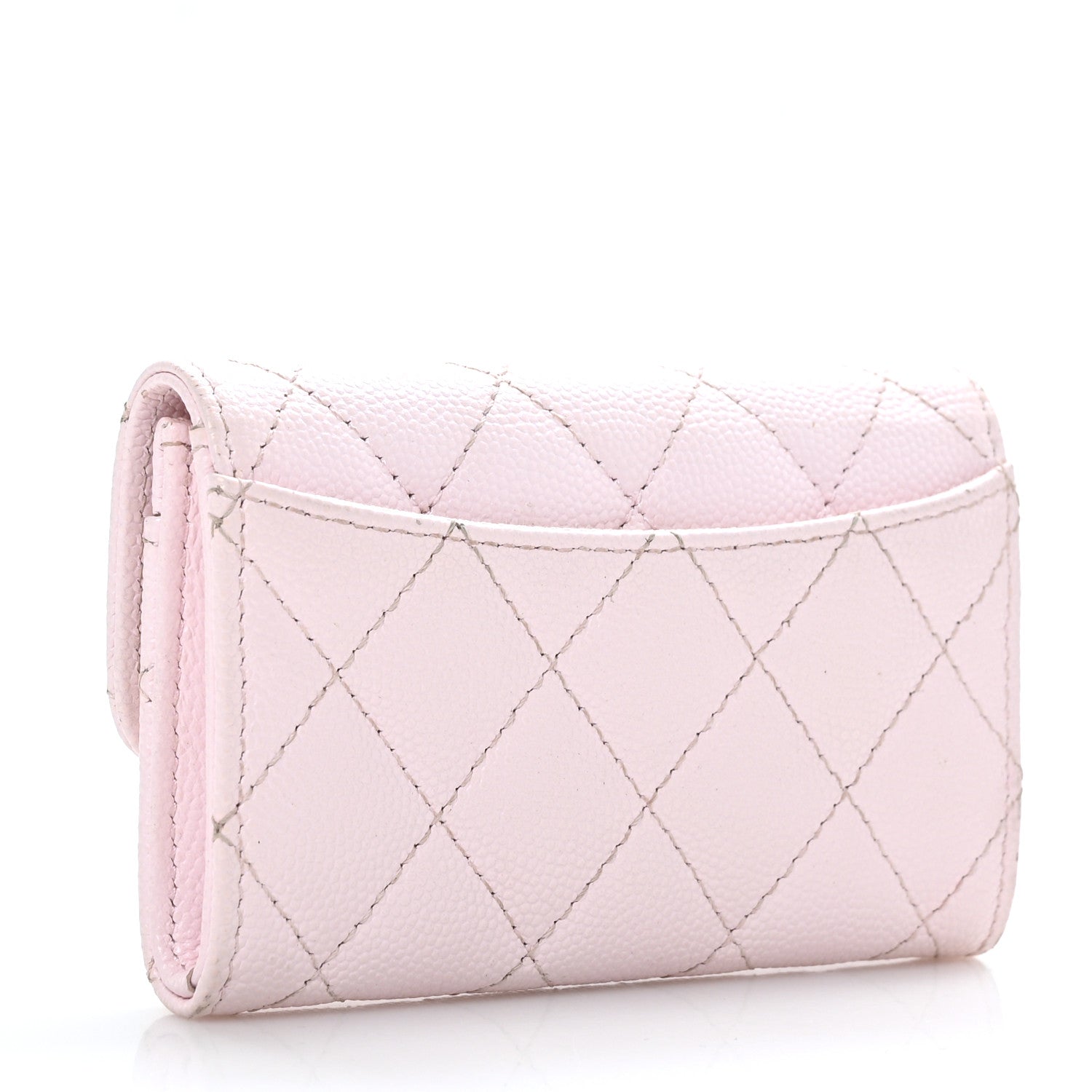 Chanel Caviar Quilted Flap Card Holder Wallet Light Pink 3 of 9