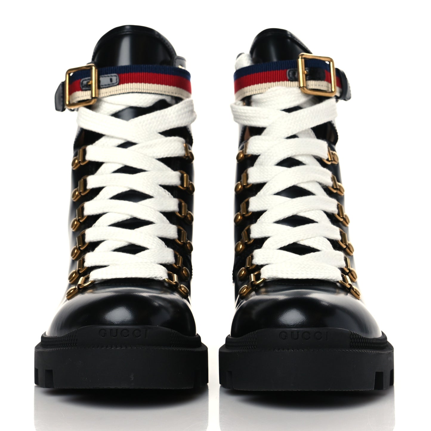 Calfskin Sylvie Web Womens Lace Up Combat Boots 38 Black