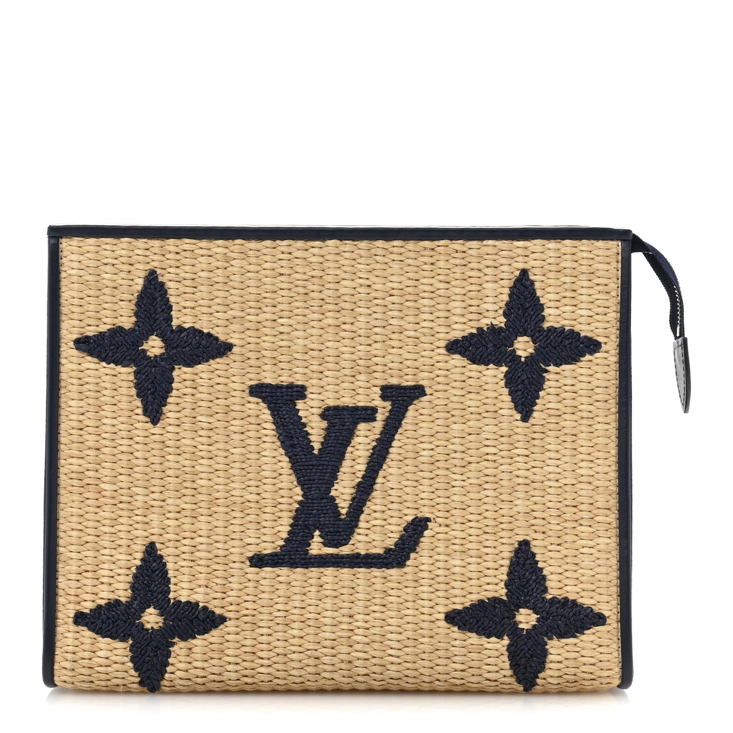 Raffia Calfskin Monogram Giant Toiletry Pouch 26 Blue