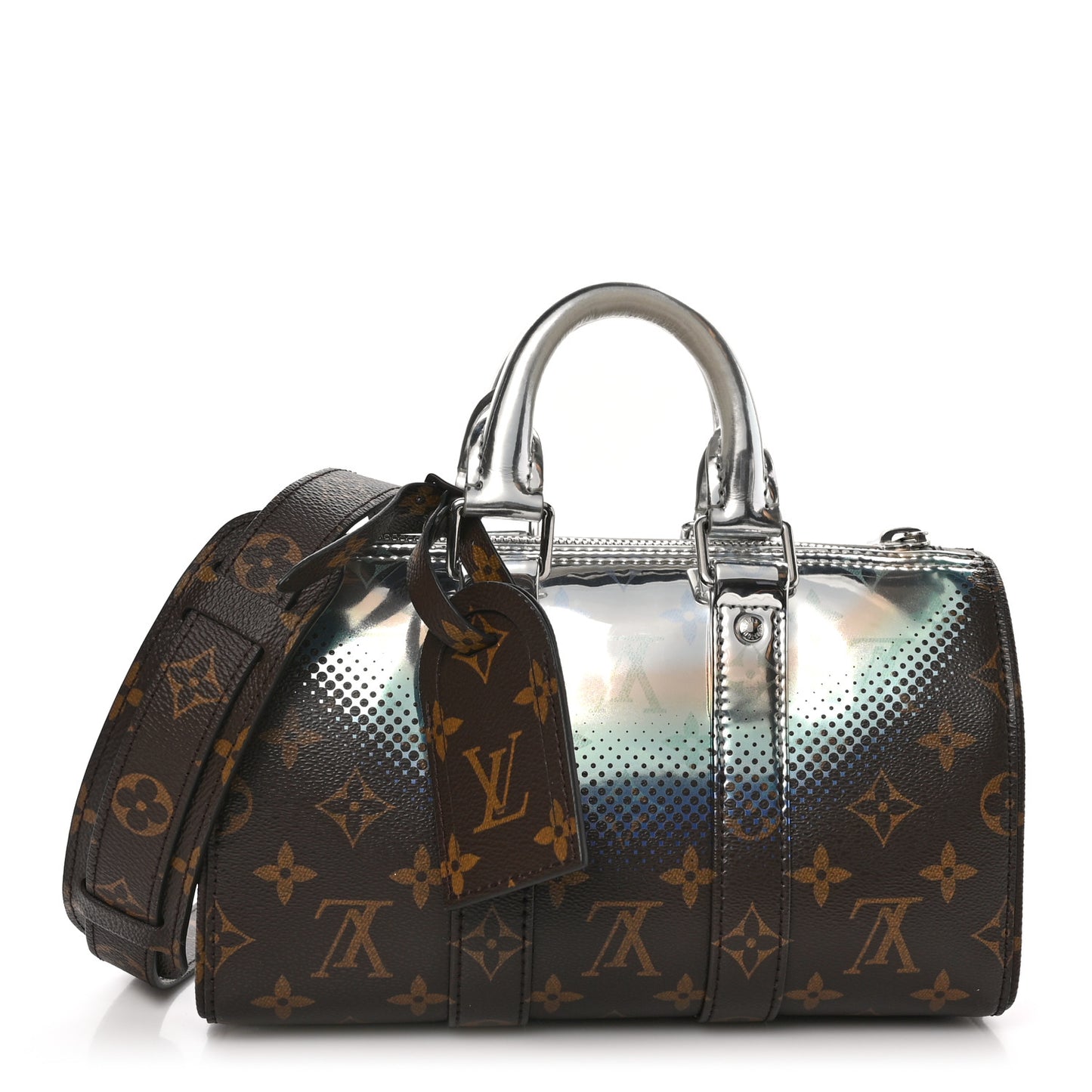 Metallic Monogram Portrait Keepall Bandouliere 25 Brown