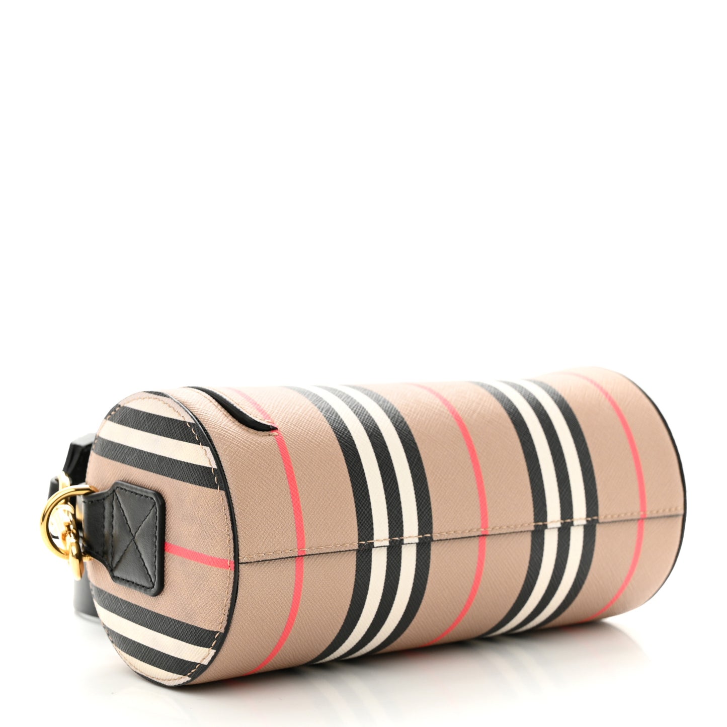 E-Canvas Calfskin Stripe Icon Barrel Bag Archive Beige