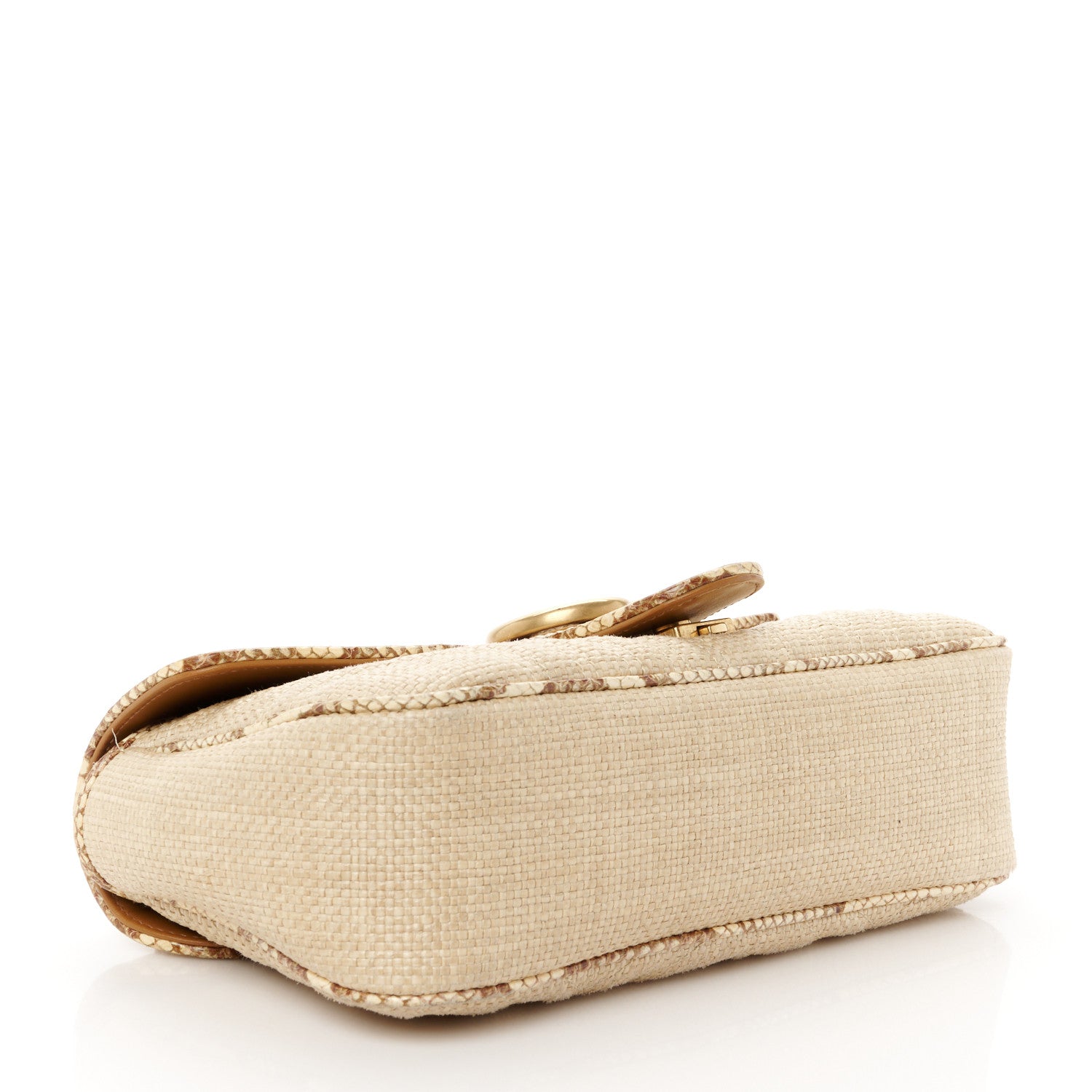 Gucci Raffia Elaphe Matelasse Small GG Marmont Shoulder Bag Natural Cream Brown 4 of 10