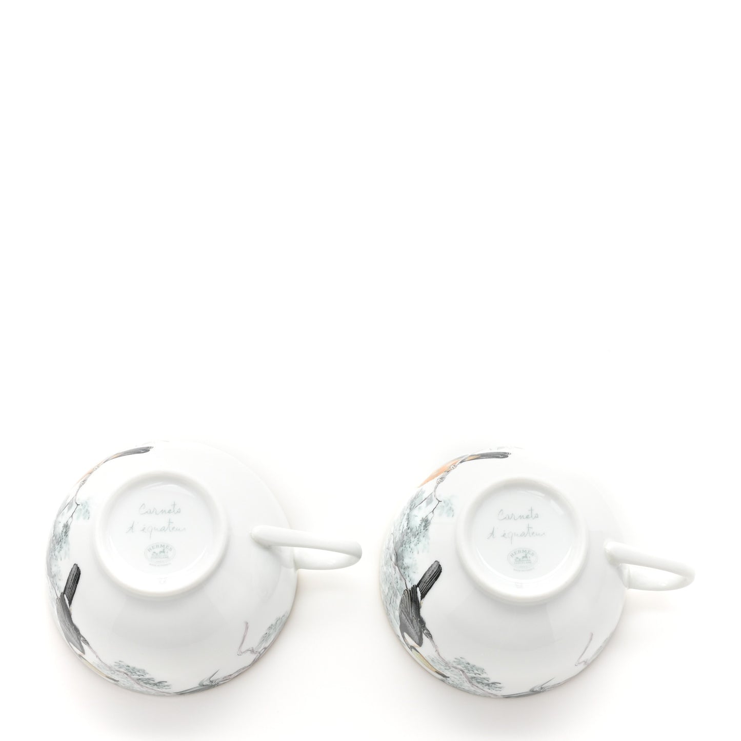 Porcelain Carnets d'Equateur Tea Cup and Saucer Set of 2