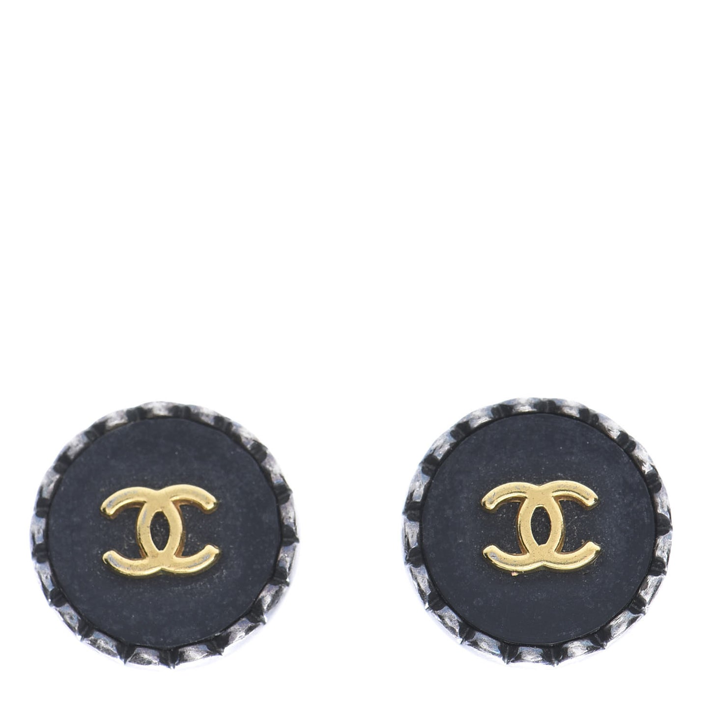 Ruthenium CC Round Clip On Earrings Gold Black