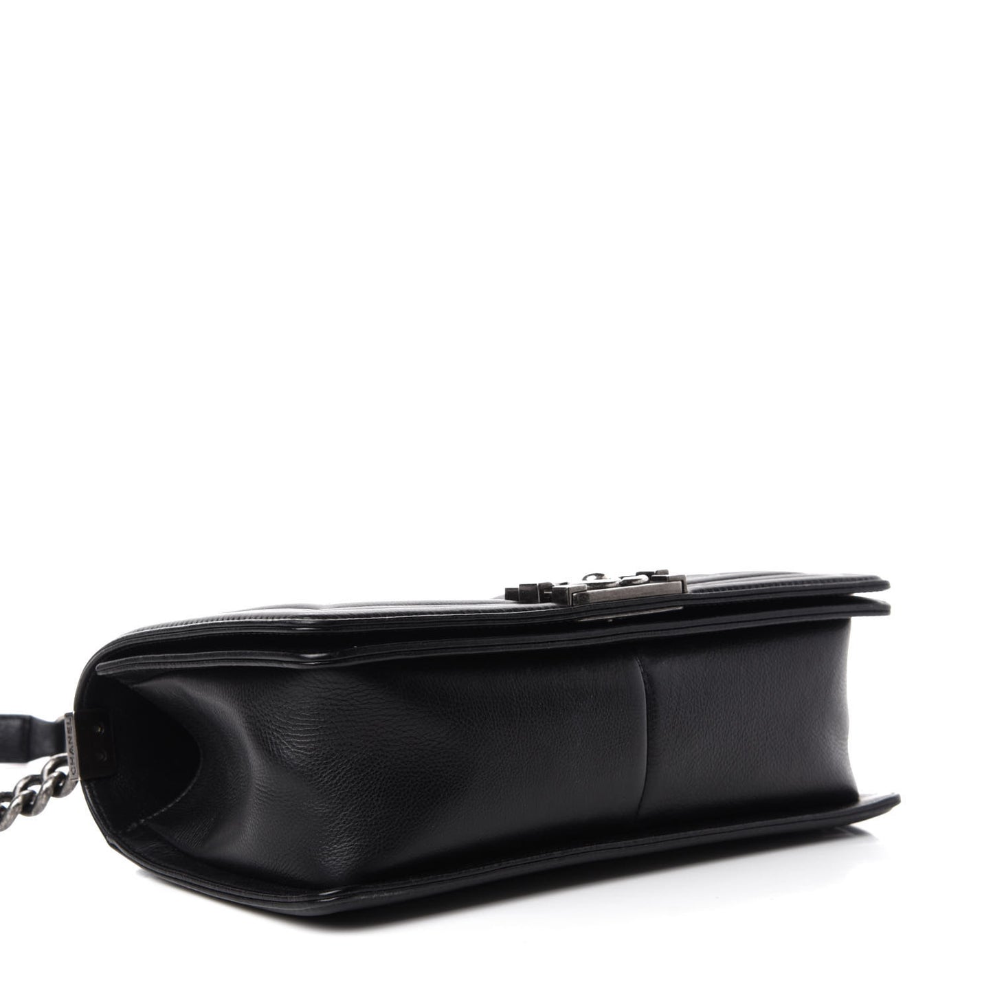 Calfskin Double Stitch Medium Boy Flap Black