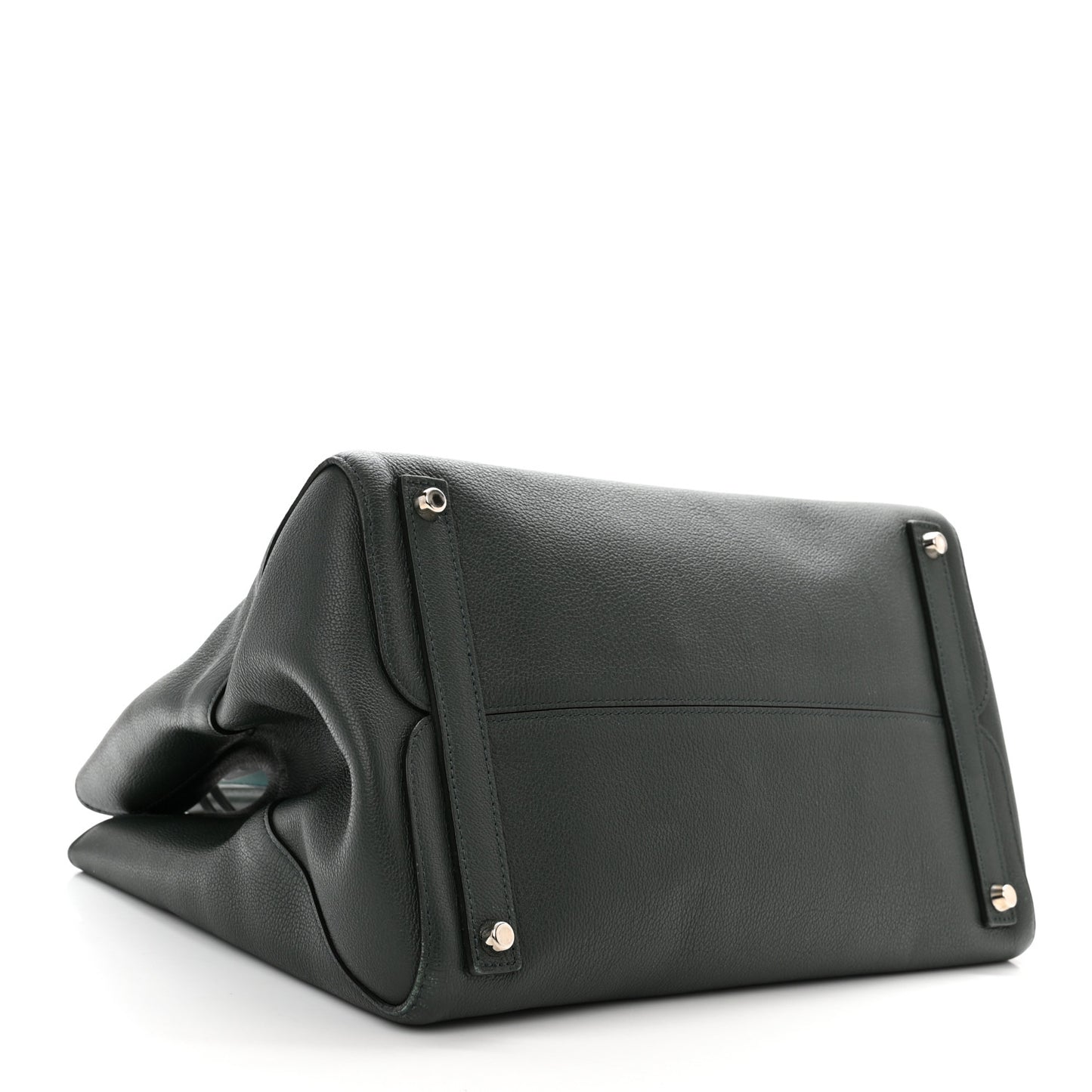 Supple Grained Calfskin Large Open Bar Tote Green