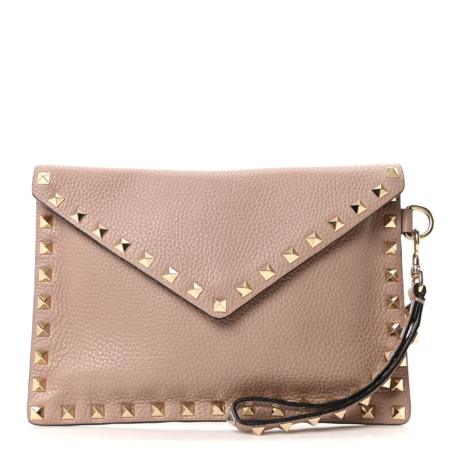 Valentino Garavani Pebbled Calfskin Medium Rockstud Envelope Flat