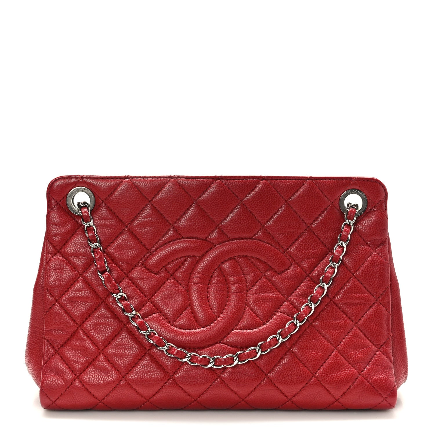 Chanel Caviar Quilted Timeless CC Shopping Tote Red 1 of 9