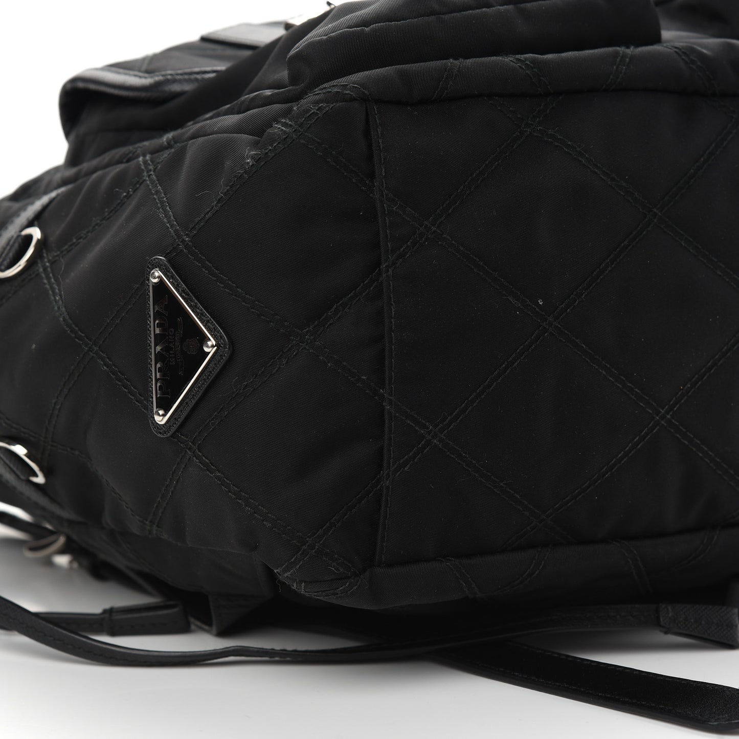 Tessuto Nylon Saffiano Vela Quilted Backpack Black
