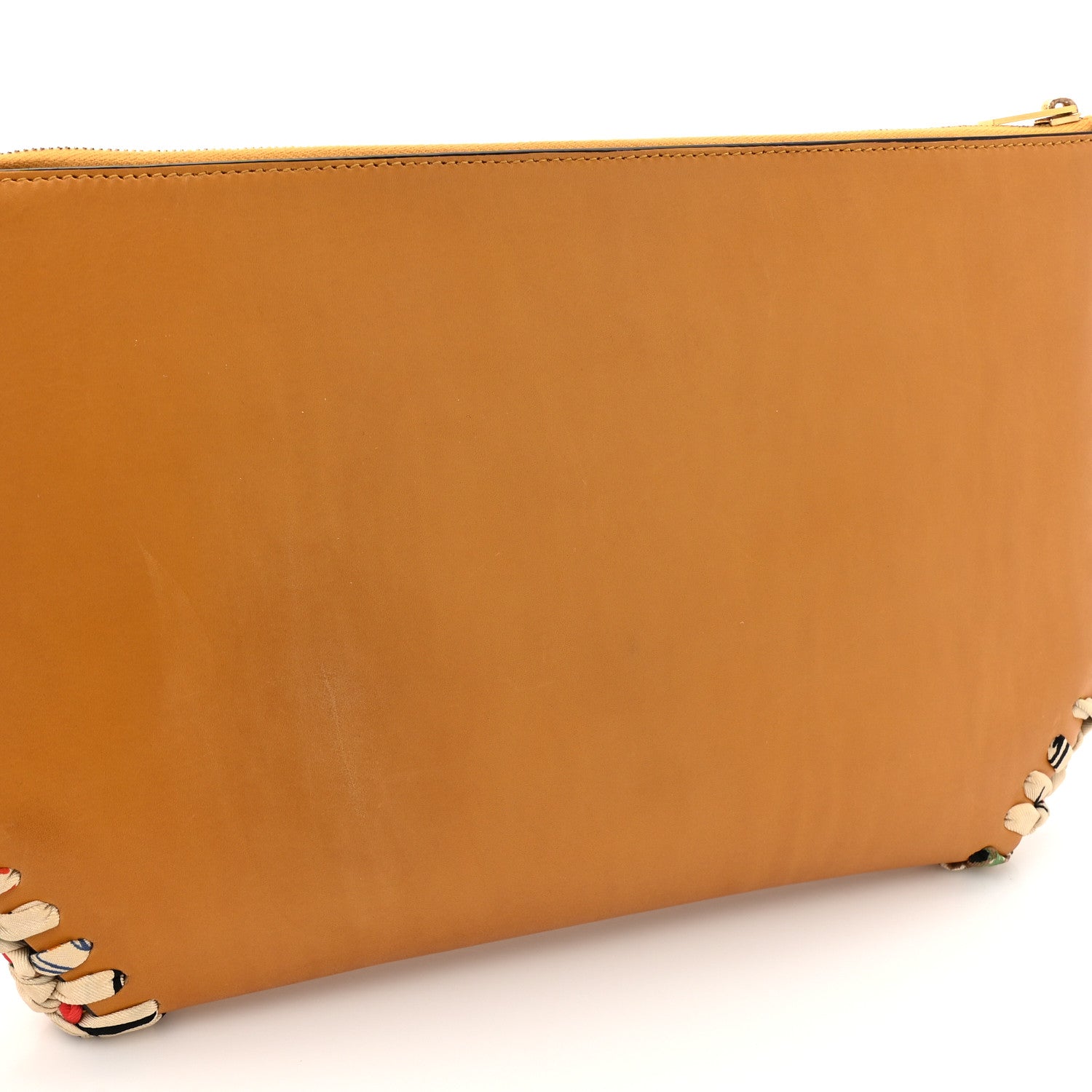 Celine Lambskin Silk Trim Clutch Pouch Brown Multicolor 11 of 11