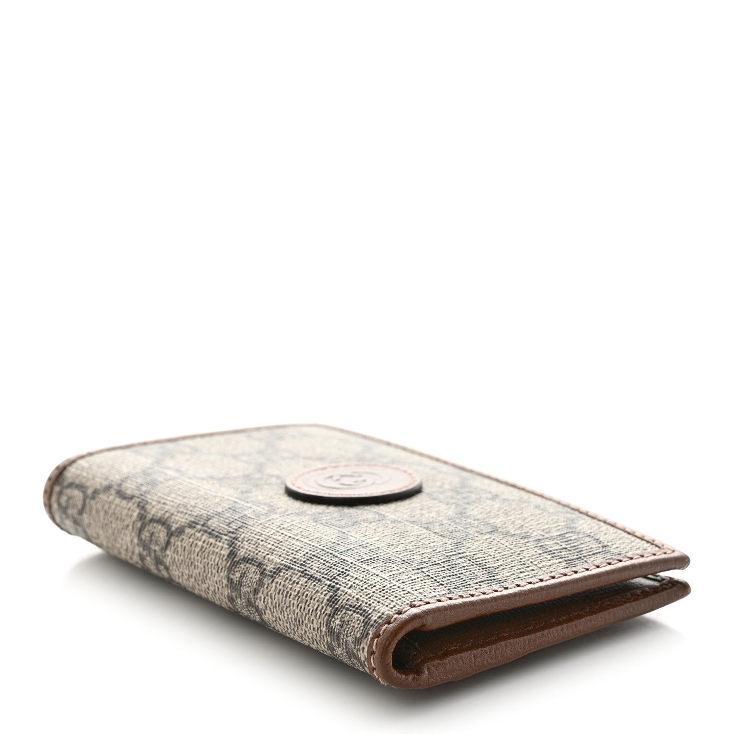 Gucci GG Supreme Monogram Azalea Calfskin Retro Interlocking G Card Case Beige Ebony Brown Sugar 5 of 11