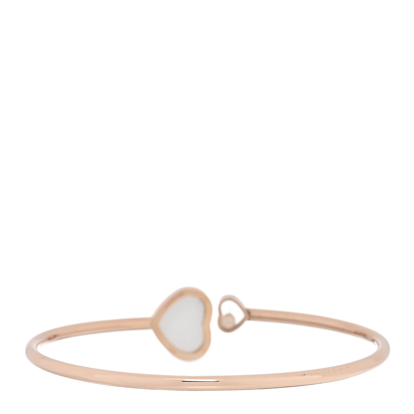 18K Rose Gold Diamond Mother of Pearl Happy Hearts Bangle Bracelet