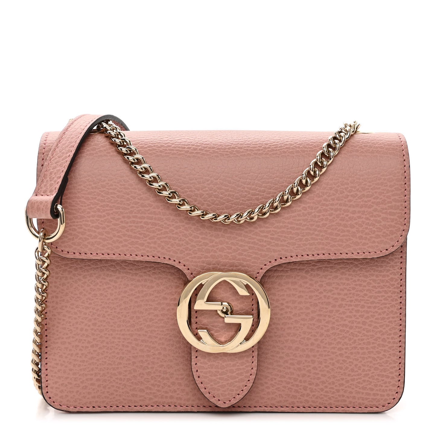 Dollar Calfskin Small Interlocking G Shoulder Bag Soft Pink