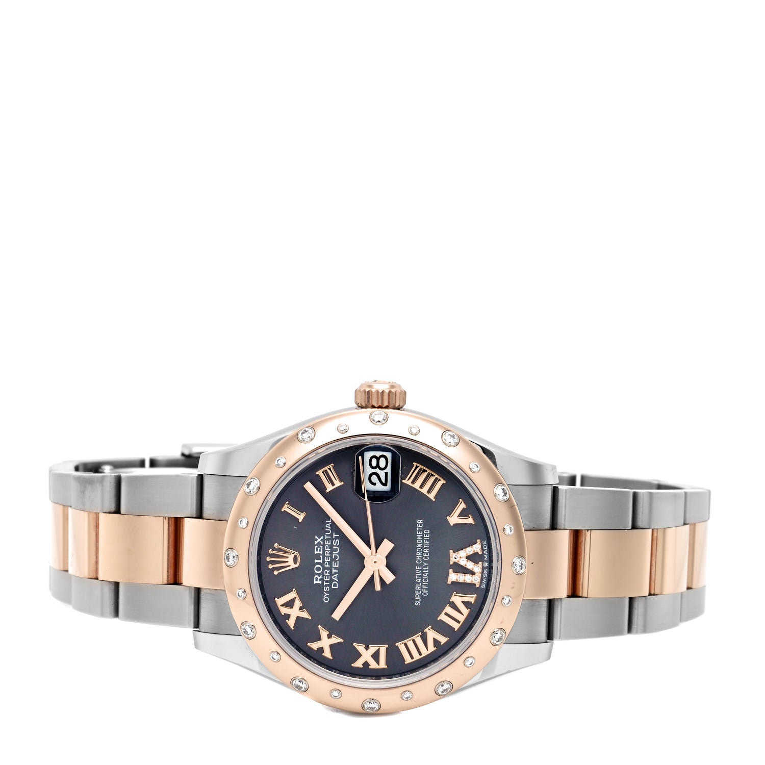 Rolex Stainless Steel 18K Everose Gold Diamond 31mm Oyster Perpetual Watch Chocolate Roman 278341RBR 2 of 5