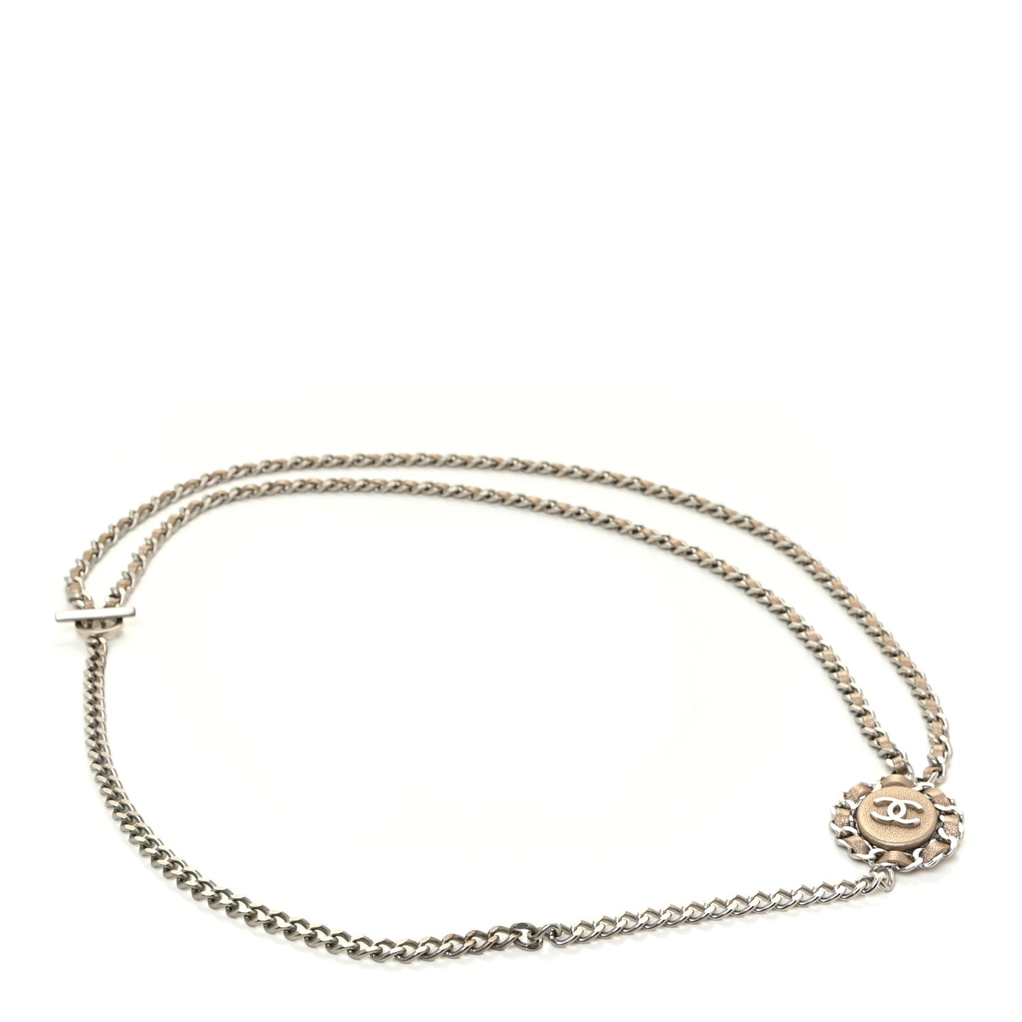 Lambskin Chain CC Medallion Belt Silver Gold