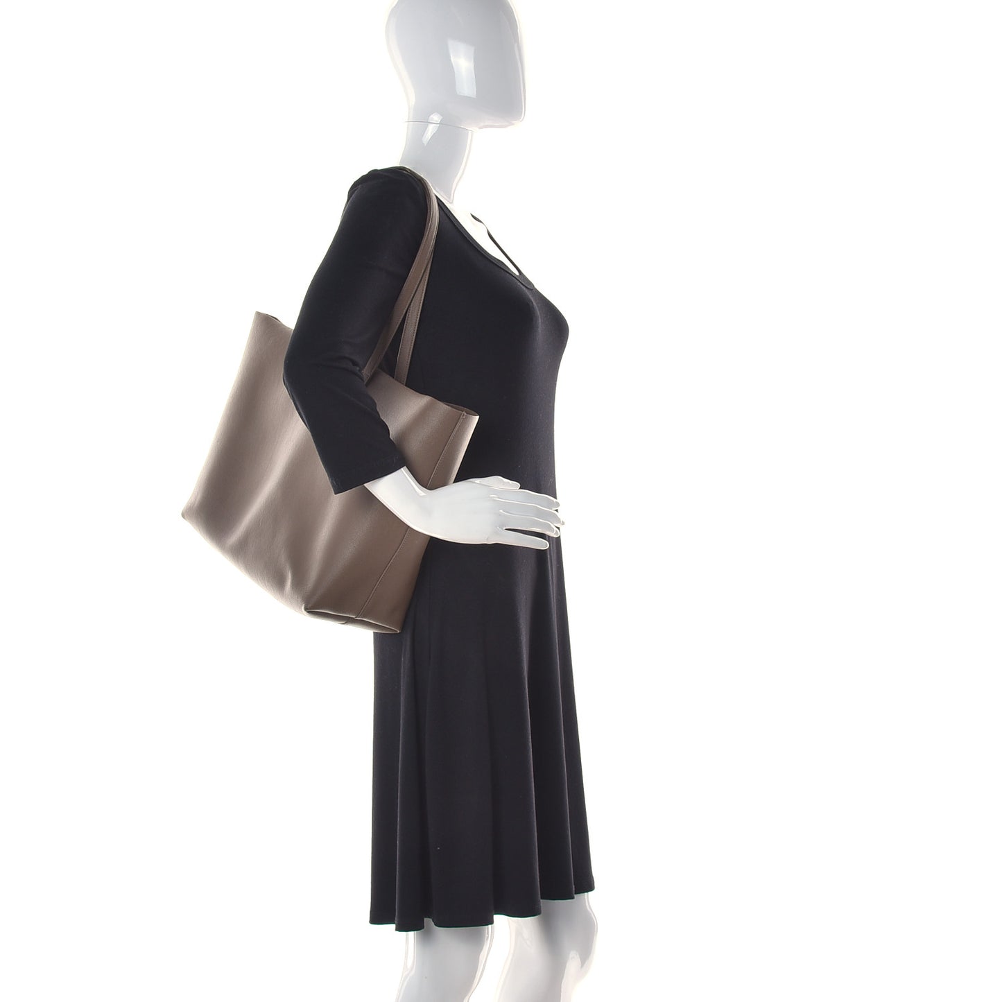 Calfskin Large Shopping Tote Dark Beige